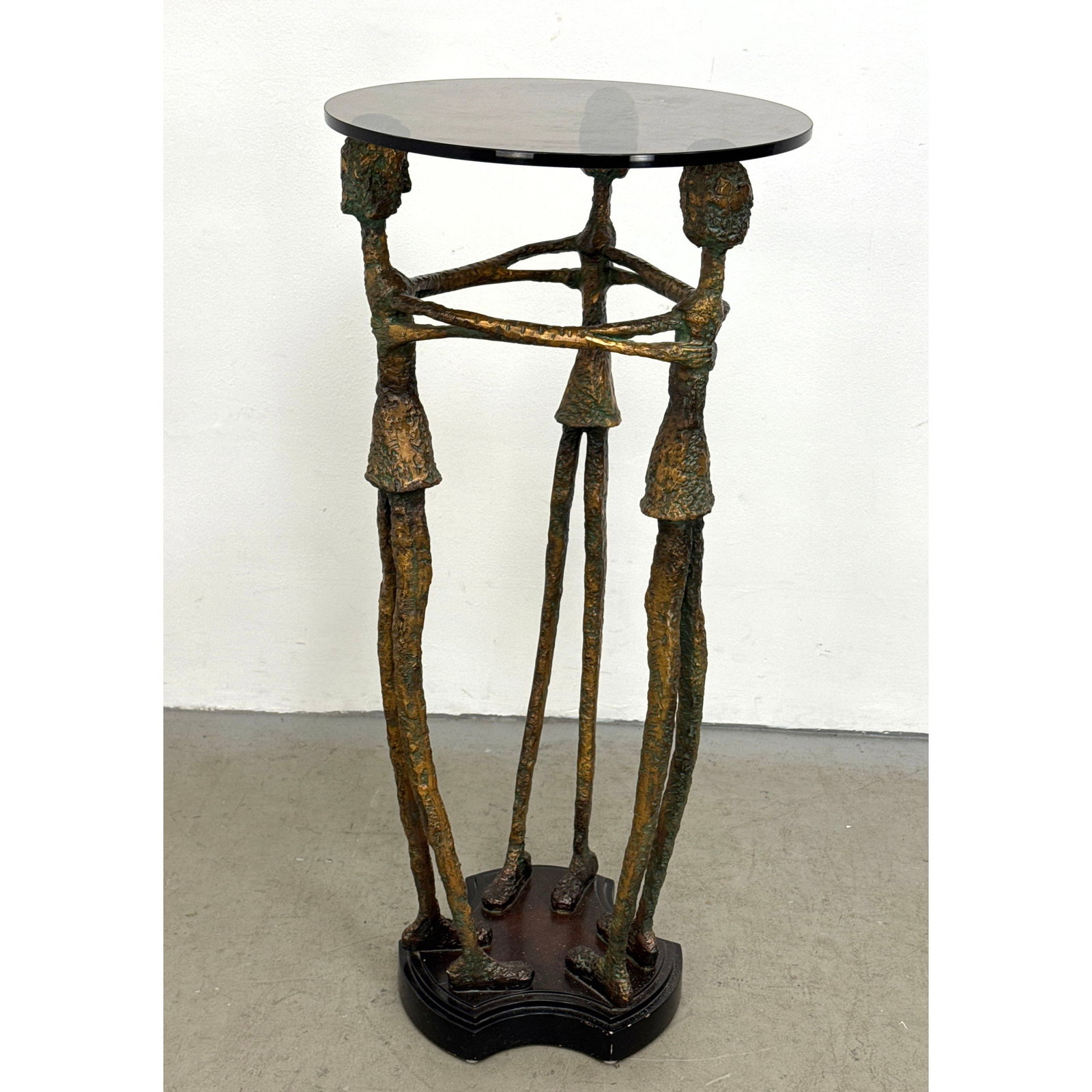 Contemporary Modern Pedestal Fern Table. Composite and glass.: Contemporary Modern Pedestal Fern Table. Composite and glass. Dimensions: Height: 42 inches, Width: 19 inches, Depth: 19 inches. ---