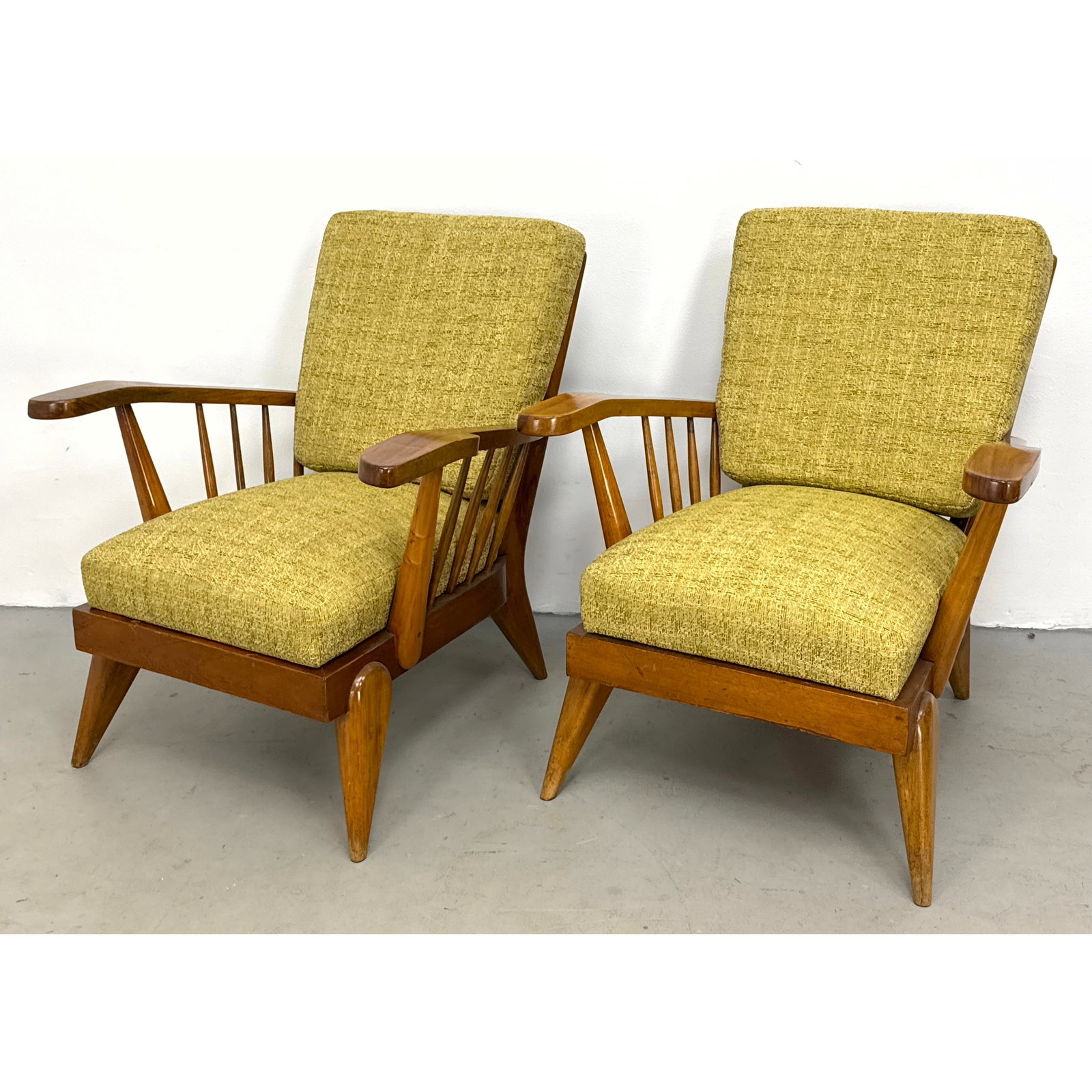 Pair Italian Modern designer Lounge Chairs. Angular Form.: Pair Italian Modern designer Lounge Chairs. Angular Form. Dimensions: Height: 31.5 inches, Width: 29 inches, Depth: 29 inches. - Seat Height: 16 inches ---