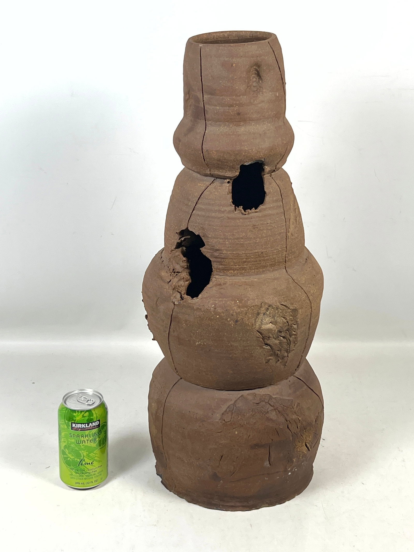 PETER VOULKOS Stack Unglazed Pottery Vase Sculpture. Faint signature. - 2