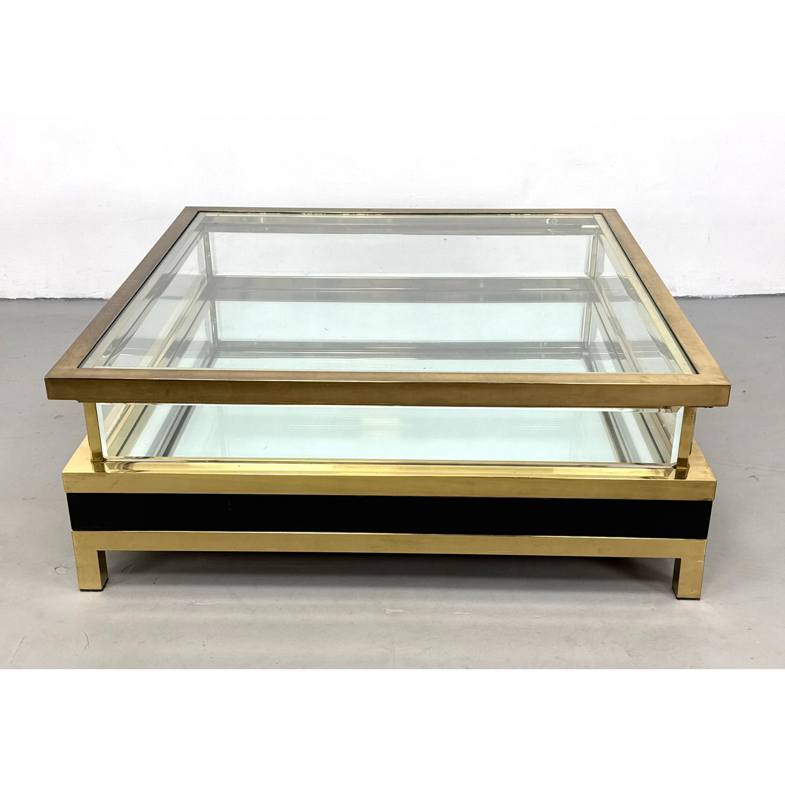 Large Vintage Italian Brass and Glass Sliding Top Vitrine Coffee Table. Karl Springer style. (1 of 12)