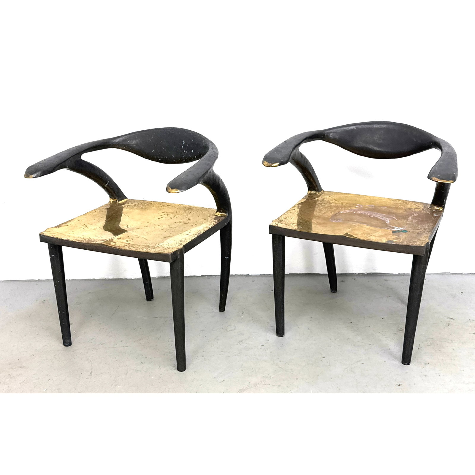 Pair of Postmodern Sculptural Cast Bronze Armchairs. Unsigned. (1 of 9)