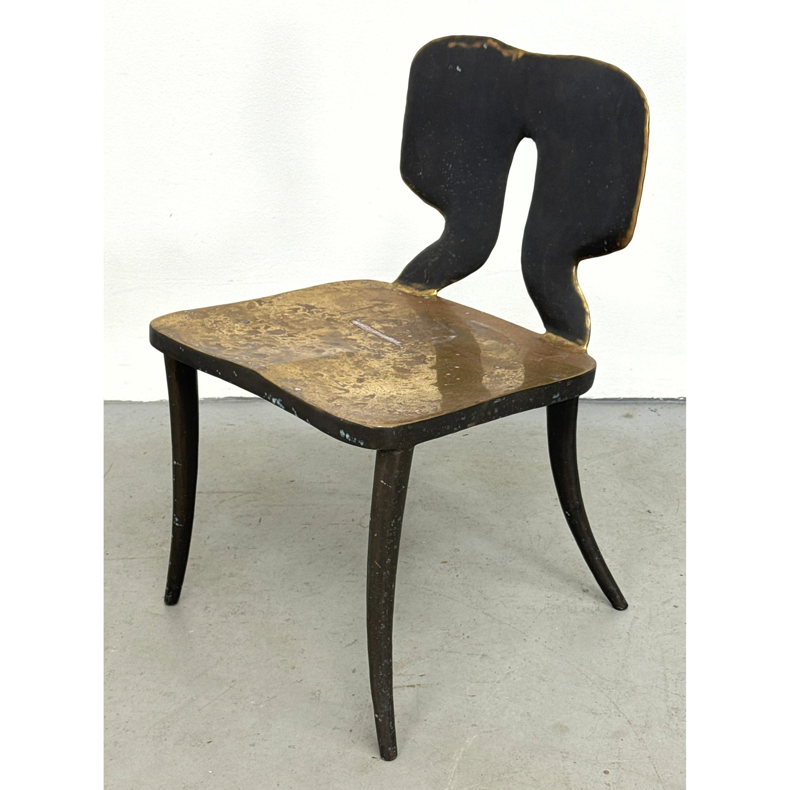 sculptural Biomorphic Bronze Side Chair. Unmarked. (1 of 7)