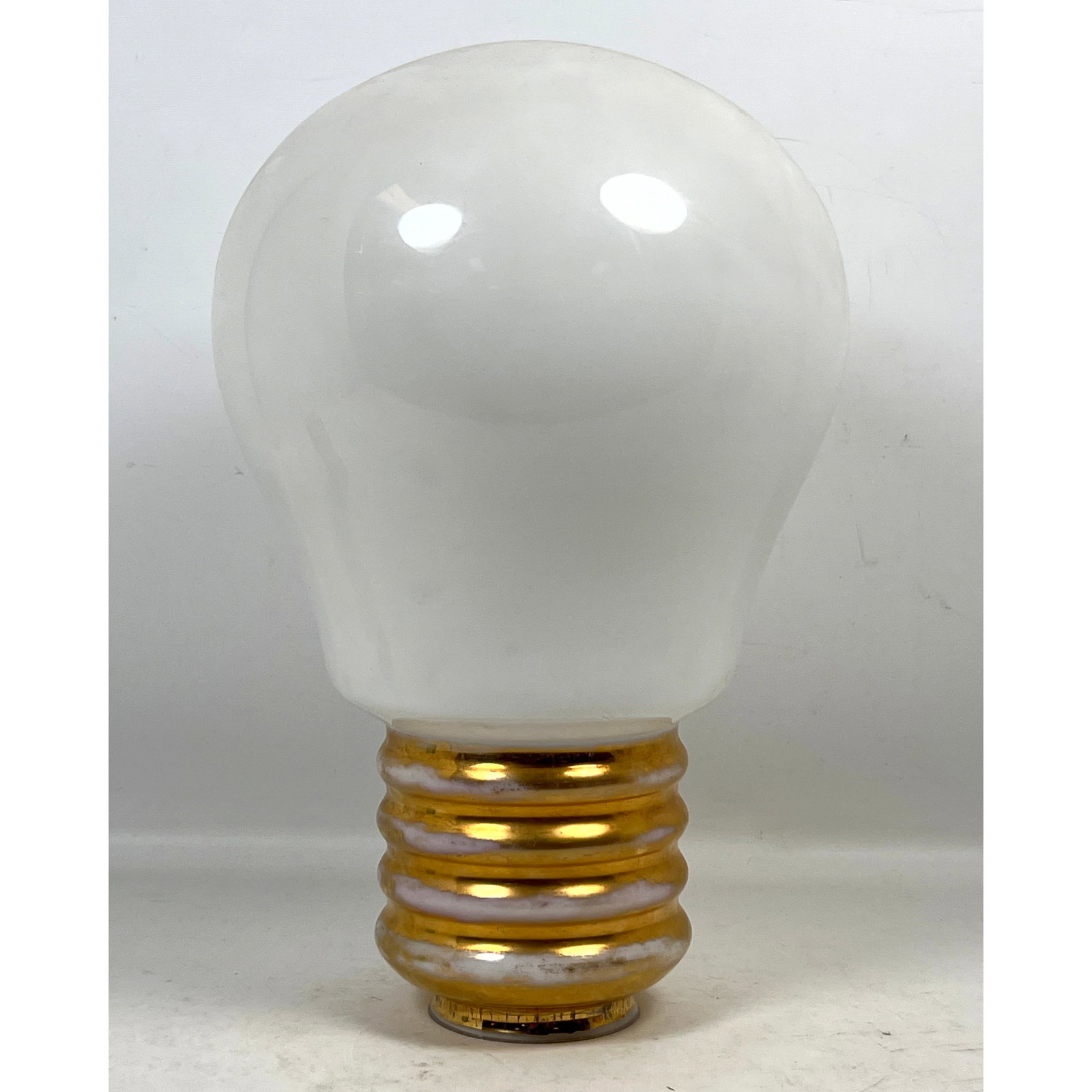 Large Italian Mid-Century Modern Pop Art Blown Opal Glass Light bulb Shaped Lampshade in the Style o: Large Italian Mid-Century Modern Pop Art Blown Opal Glass Light bulb Shaped Lampshade in the Style of Ingo Maurer Dimensions: Height: 17 inches, Width: 10.5 inches, Depth: 10.5 inches. --- US Packing 