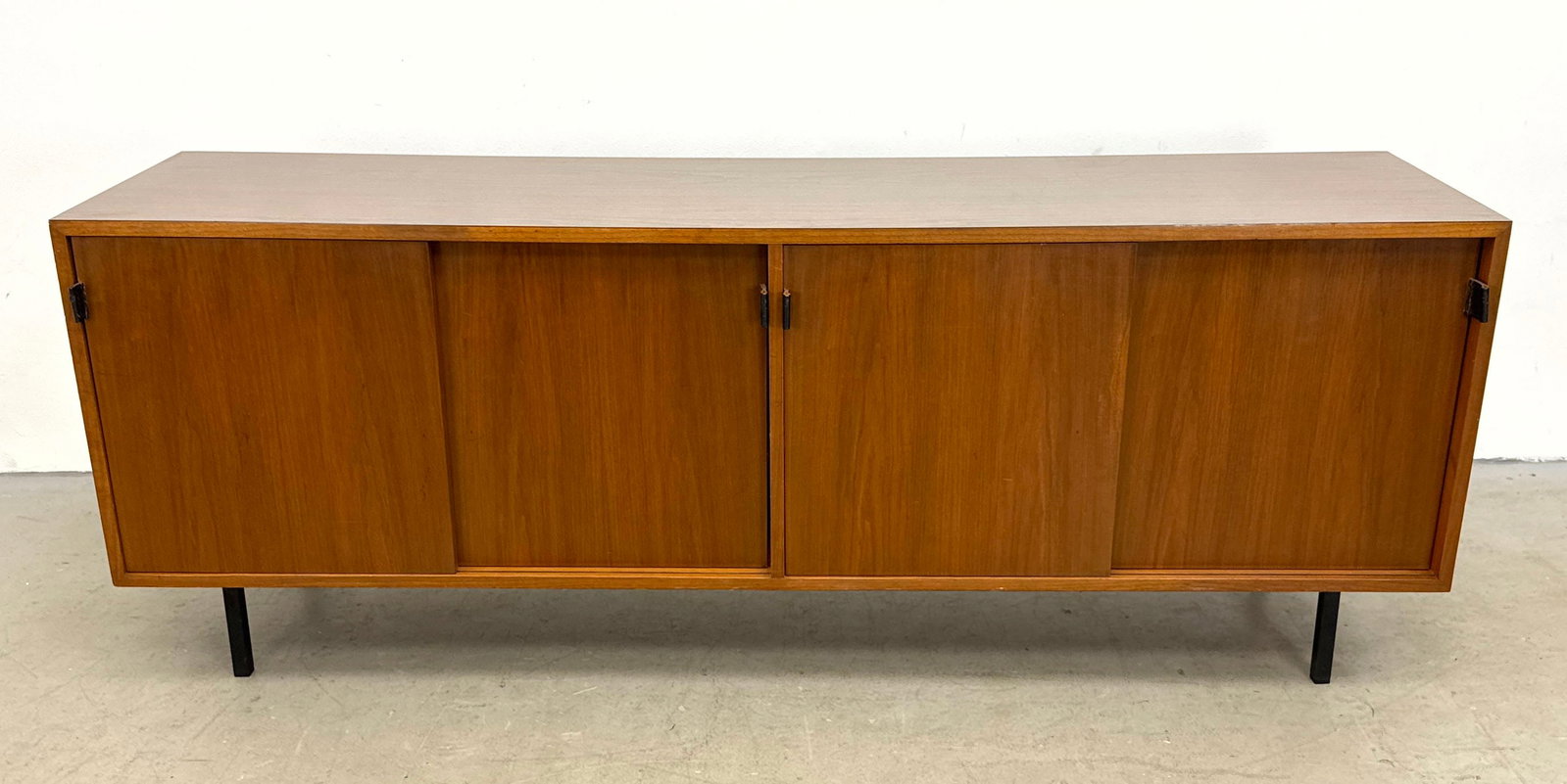 Florence Knoll Leather Pull Walnut Credenza with adjustable shelves. Laminate top. (1 of 12)