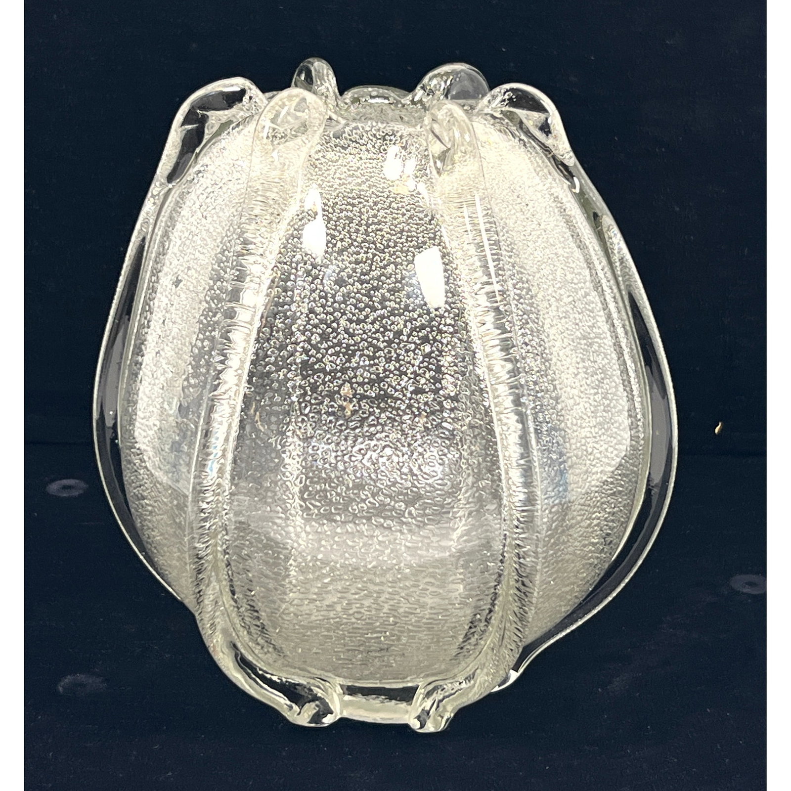 Archimede Seguso Murano Art Glass Vase: Clear glass in Pulegoso technique. Polished pontil. Appears (1 of 9)