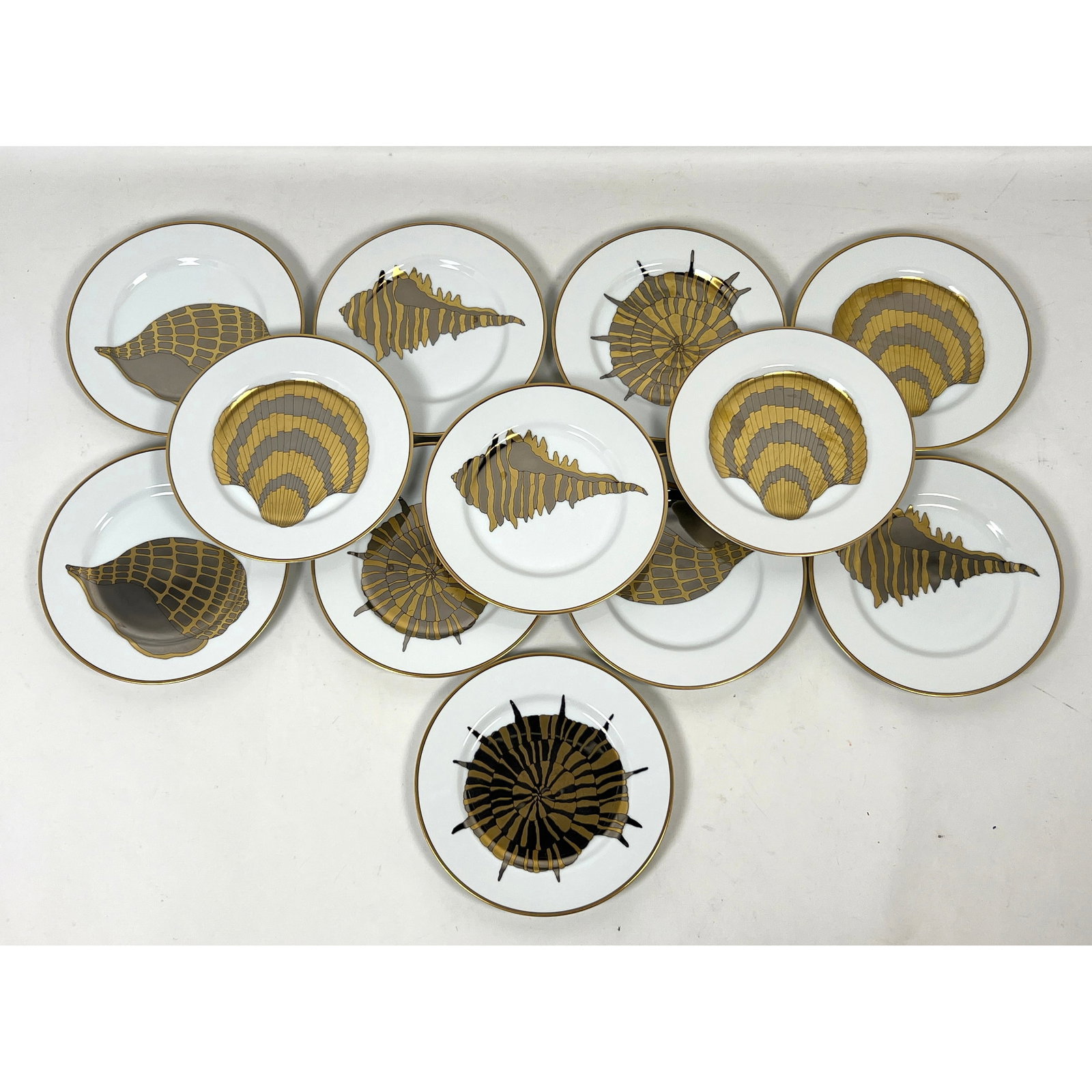 Set of 12 Fitz and Floyd Coquilles Combinees Porcelain Appetizer Plates. (1 of 14)