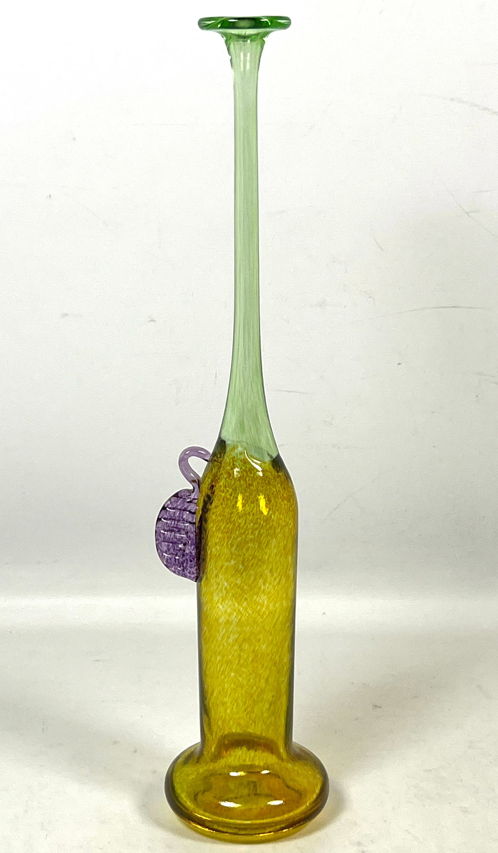 Kosta Boda Atelier series Windpipe tall art glass vase by Bertil Vallien. Signed and numbered 48077. (1 of 9)