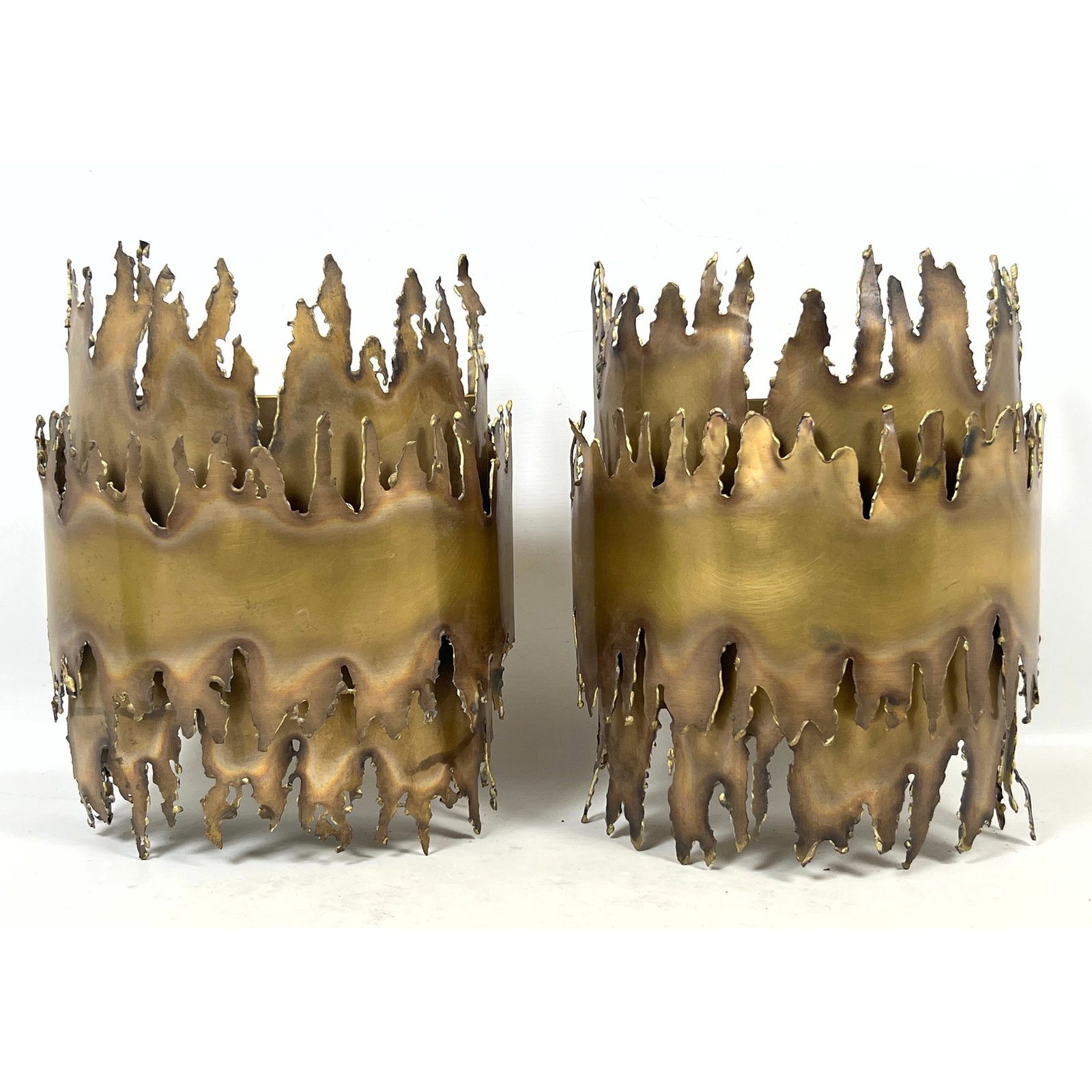 Pair Tom Greene attributed Brutalist Wall Sconces. Unmarked. (1 of 10)