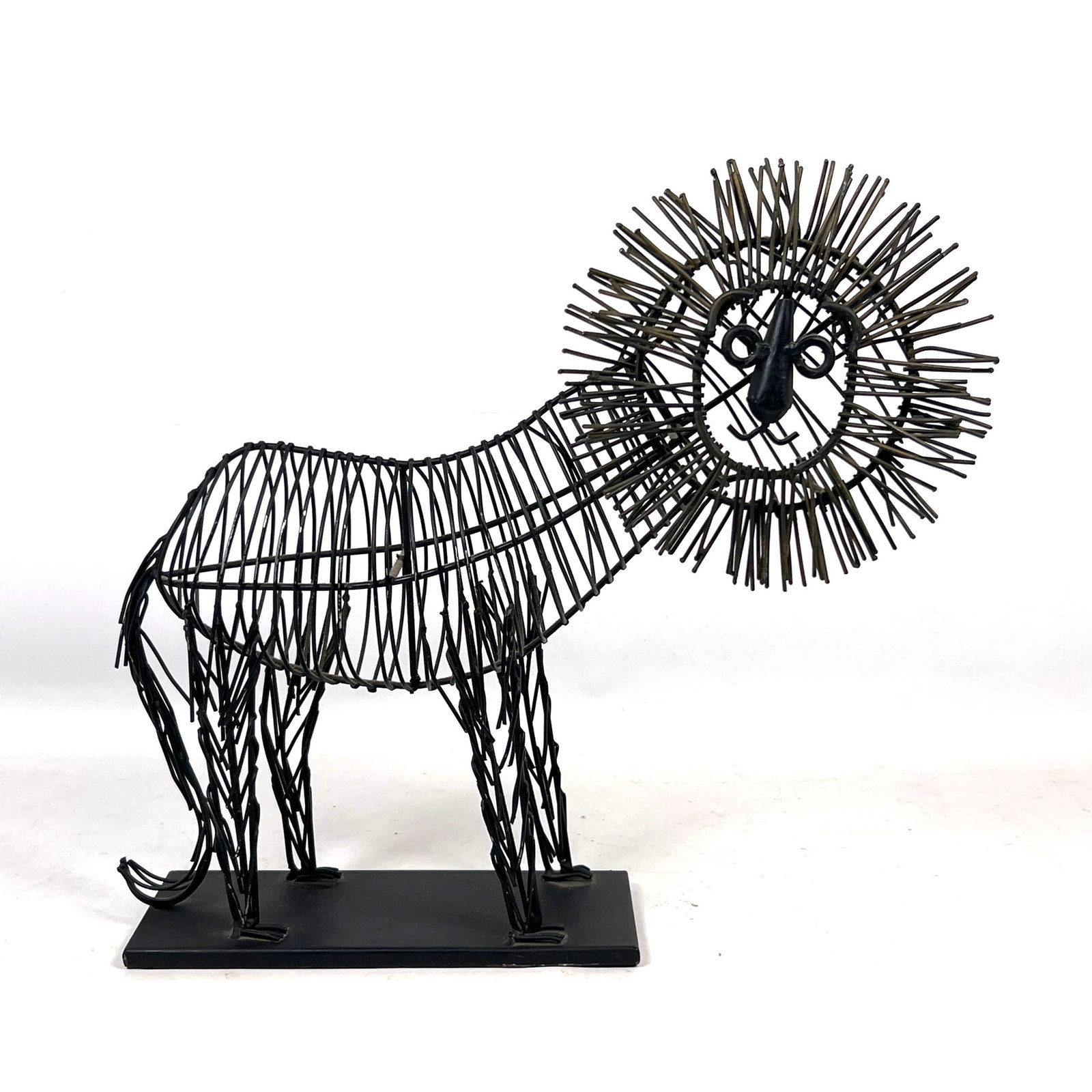 Modernist Frederic Weinberg Style Black Painted Iron Lion Sculpture (1 of 9)