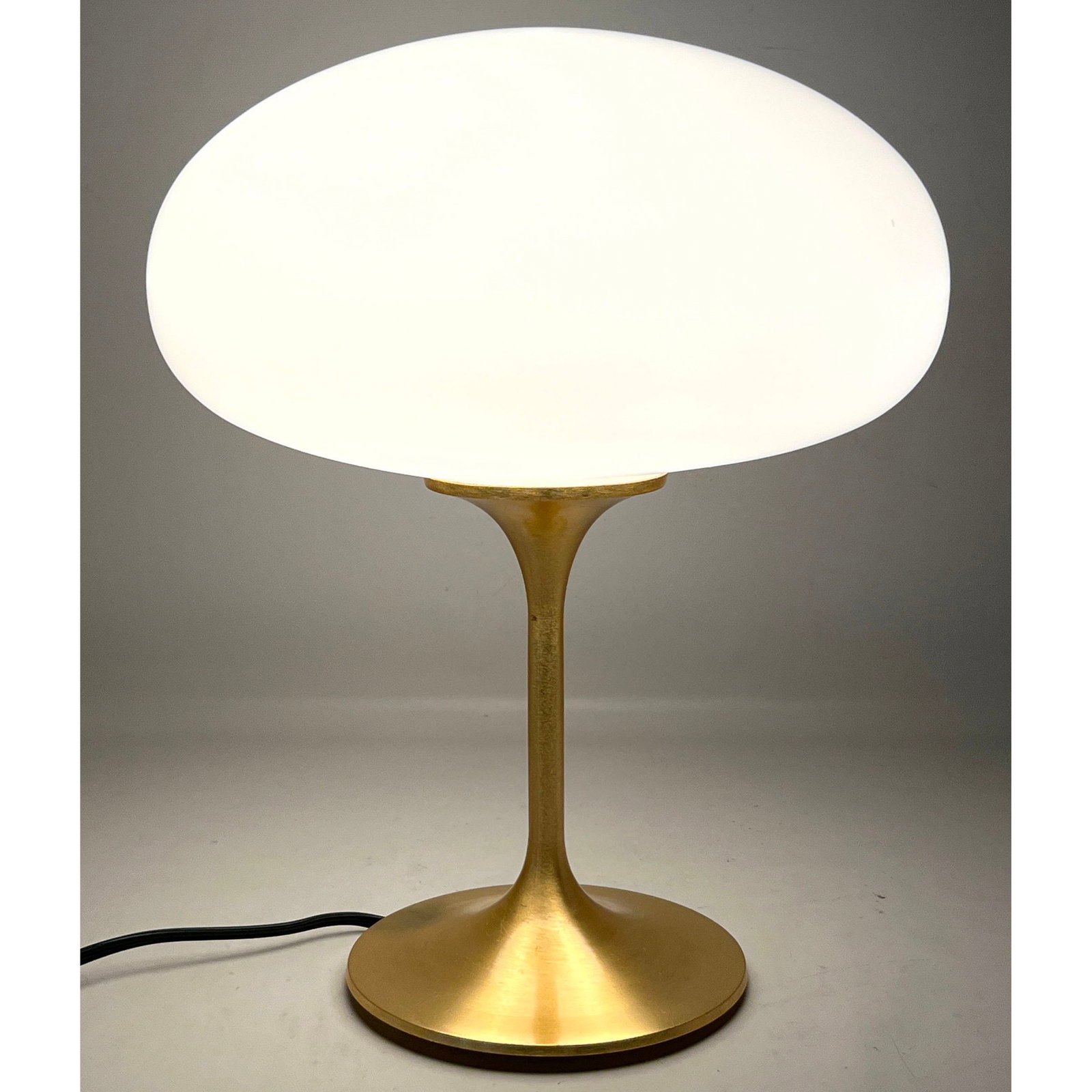 DESIGNLINE Gold Tone Metal Base Glass Mushroom Shade Table Lamp. Paper Label. StemLite. Contemporary (1 of 9)