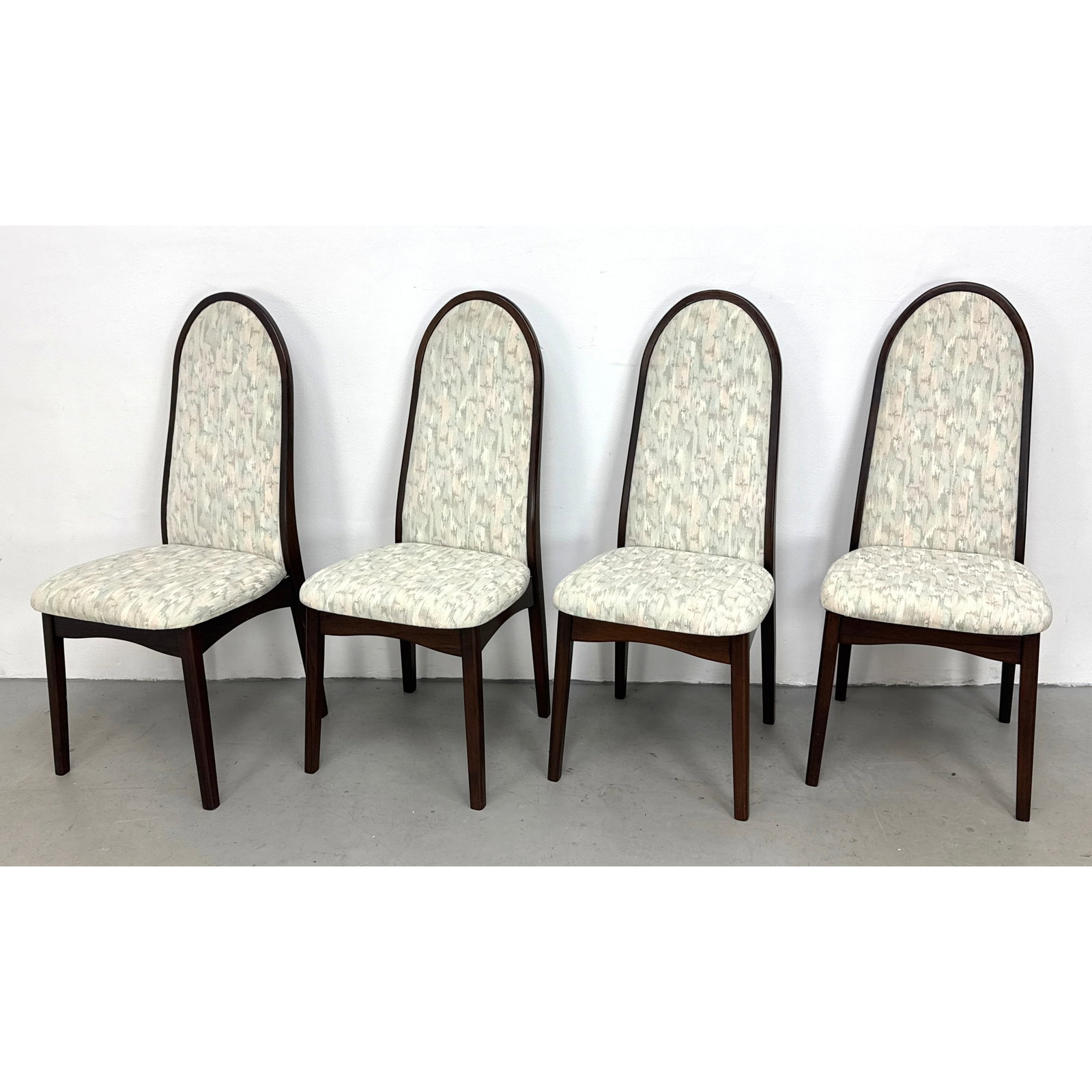 Set 4 Benny Linden Design High Back Dining Chairs with arched ox-bow frames and ikat pattern upholst (1 of 16)