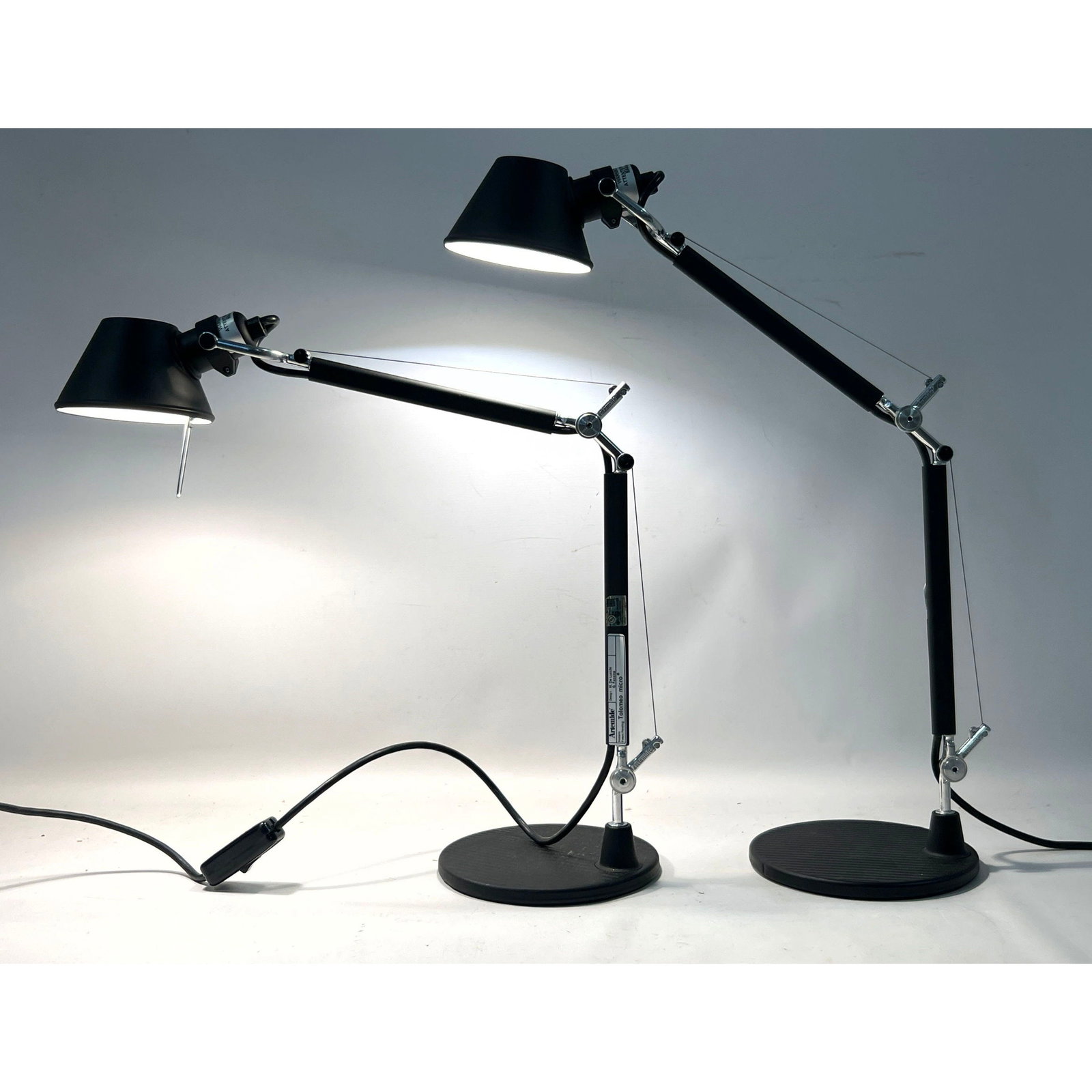 Pair of Artemide Tolomeo Micro Matte Black Task Lamps Designed by Michele De Lucchi and Giancarlo Fa (1 of 14)