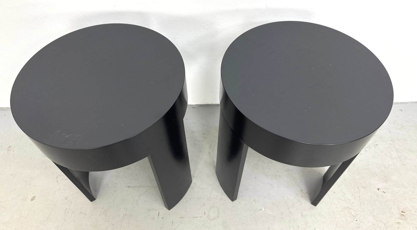 Pair Laminated Black Lacquer Side Tables. - 2