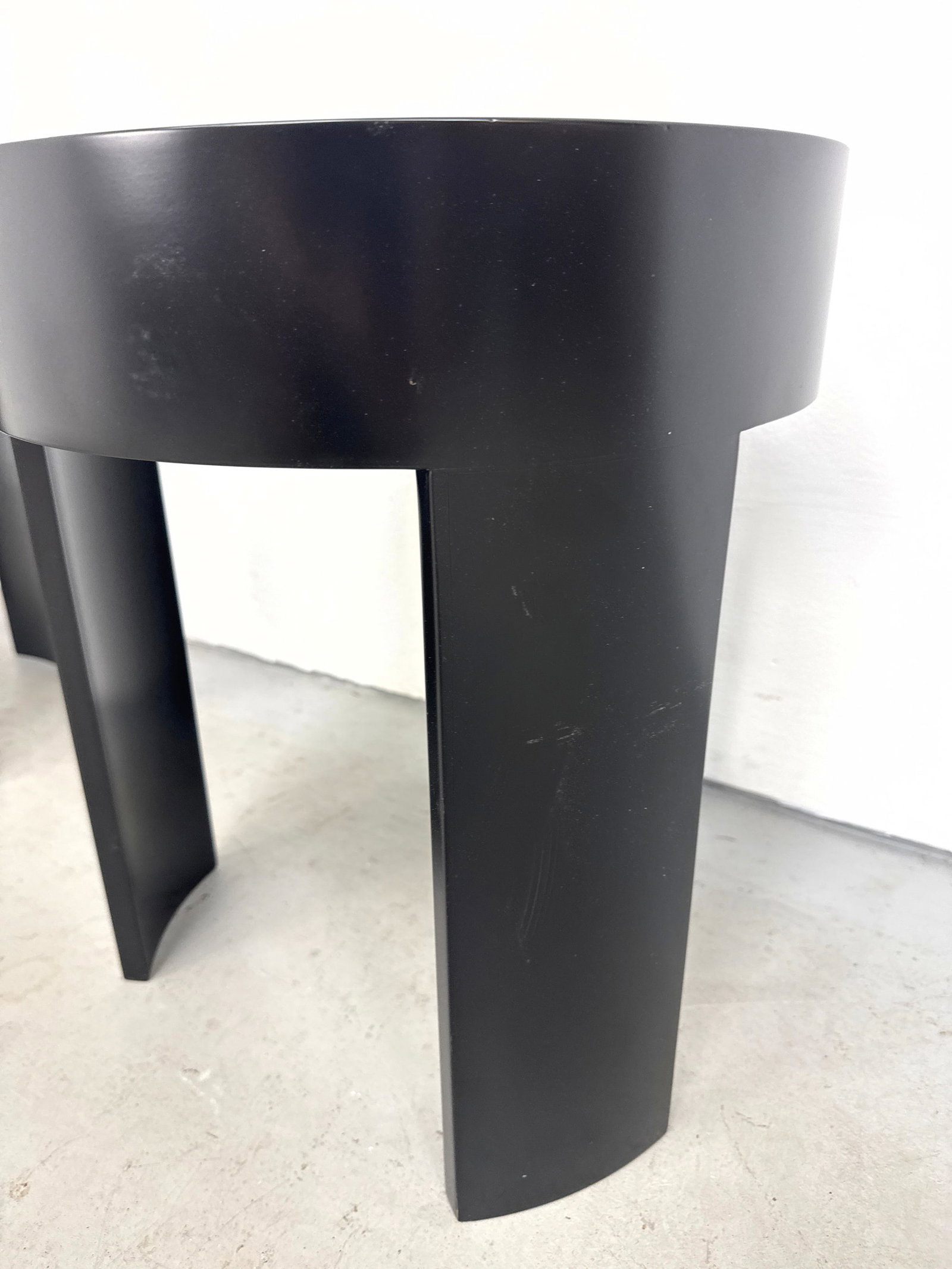Pair Laminated Black Lacquer Side Tables. - 8