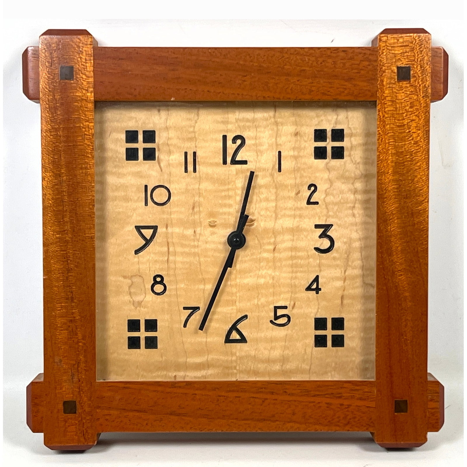 Thomas Edwin Designs Arts and Crafts Mission Style Hardwood Wall or Table Clock with Curly Maple Fac (1 of 9)