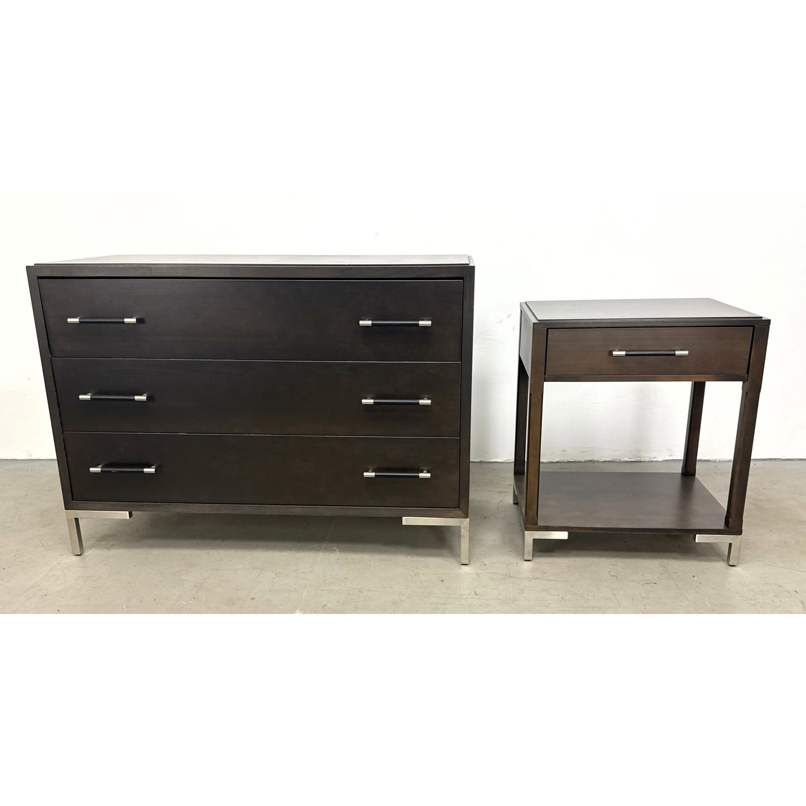 Vanguard Furniture Contemporary 3 Drawer Chest Dresser and Matching Single Drawer Nightstand with Le (1 of 18)