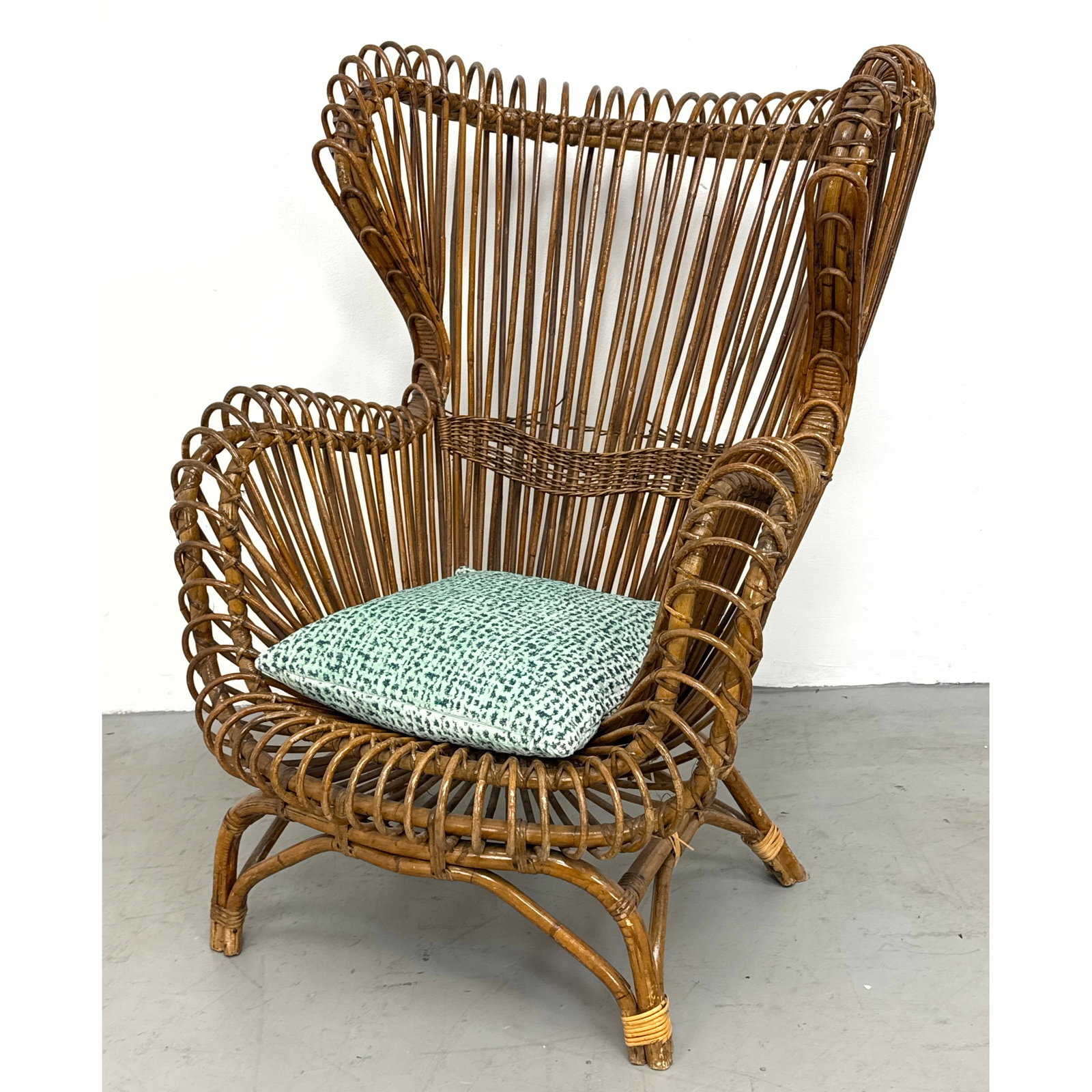 Bonacina Italian Modern Rattan Lounge Chair. Albini Style. (1 of 12)
