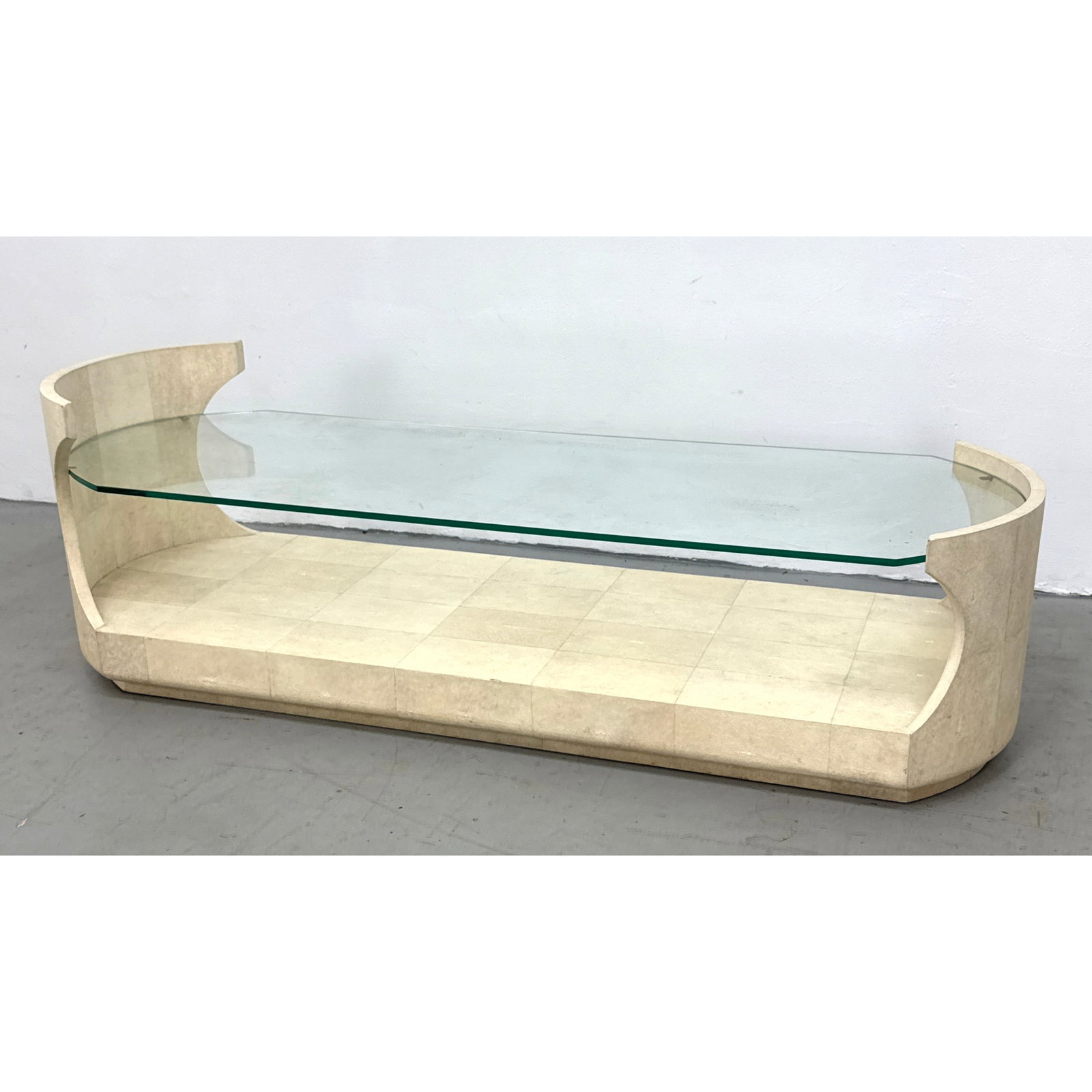 R AND Y AUGOUSTI PARIS Shagreen Shark skin coffee table with glass top. (1 of 11)