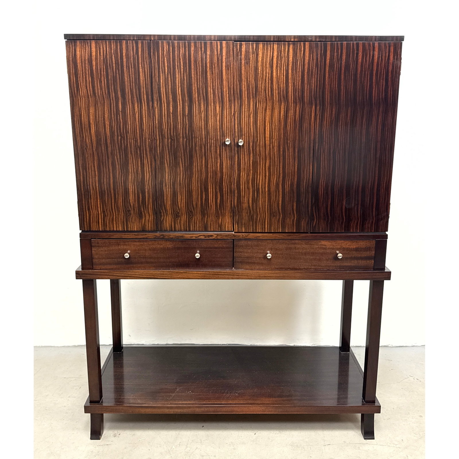 Councill 2pc Contemporary Bar Cabinet on Stand with Macassar Ebony Veneered Doors and Lighted Interi (1 of 14)