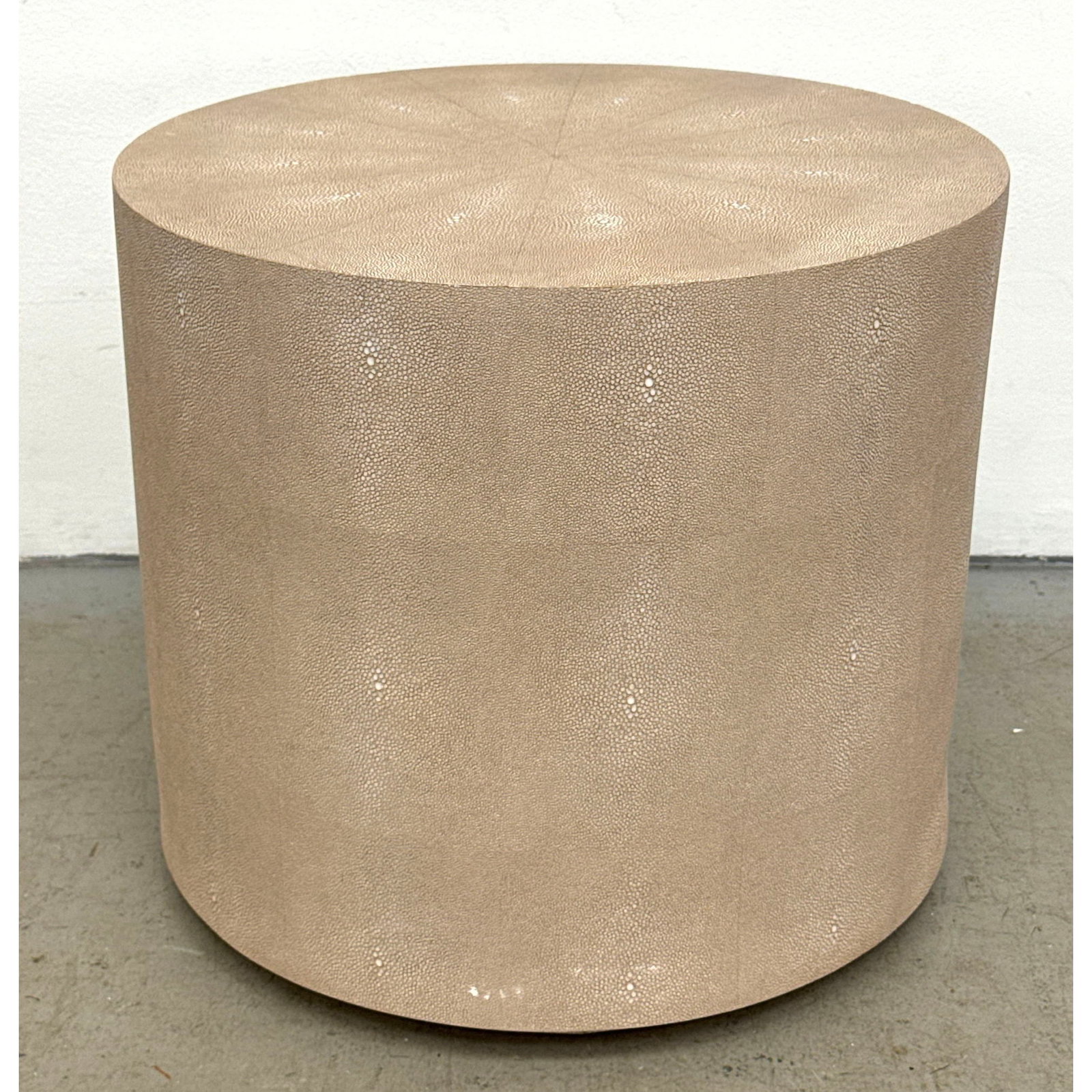Safavieh Couture Diesel Faux Shagreen Drum Side Table with Radiating Stingray Motif. Label. (1 of 9)