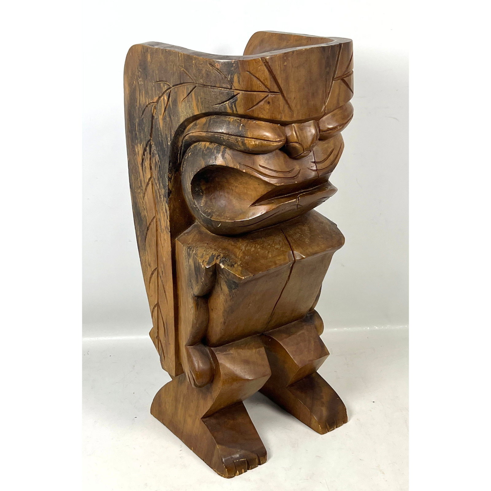Vintage Hawaiian Style Hand Carved Wooden Tiki Deity Sculpture Stool Possibly Representing Kanaloa o (1 of 11)
