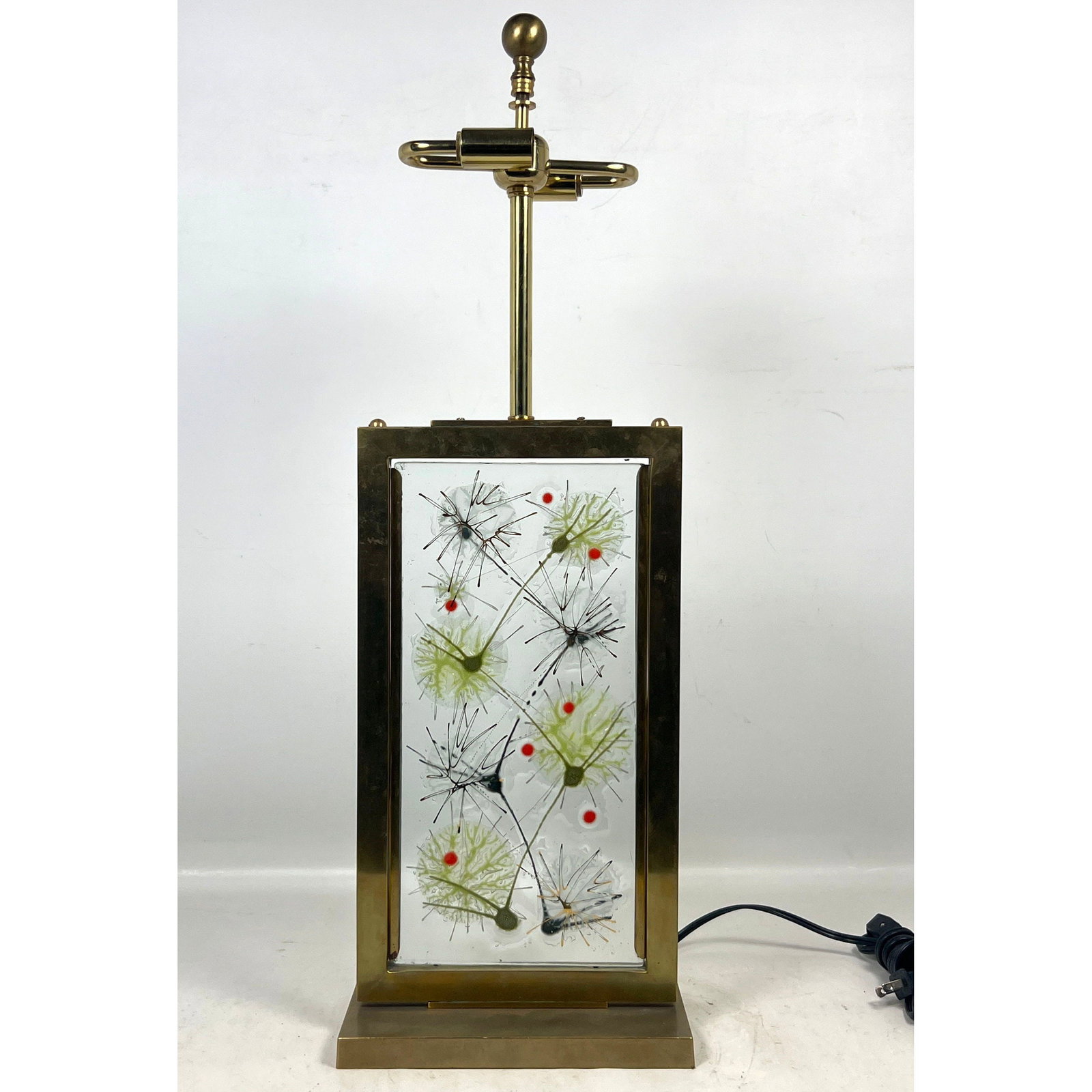 Michael and Frances Higgins Fused Glass Table Lamp. Unsigned.: Michael and Frances Higgins Fused Glass Table Lamp. Unsigned. Dimensions: Height: 29 inches, Width: 10 inches, Depth: 5 inches. --- US Packing and Shipping charge: In house shipping available. Will be