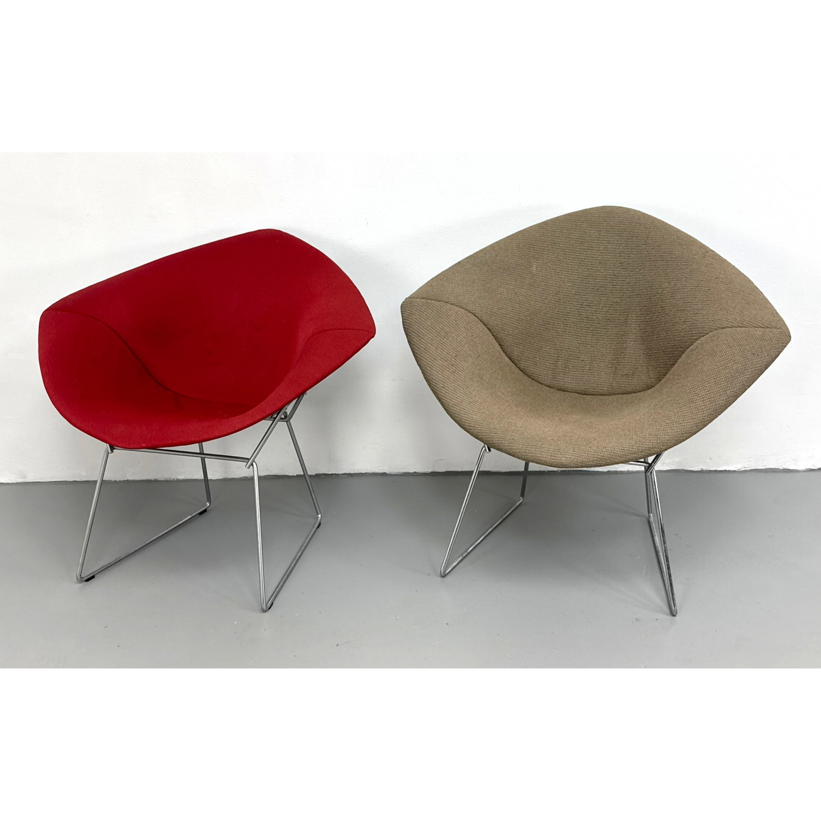Pr of Knoll diamond chairs with original covers red and Tan covers (1 of 10)