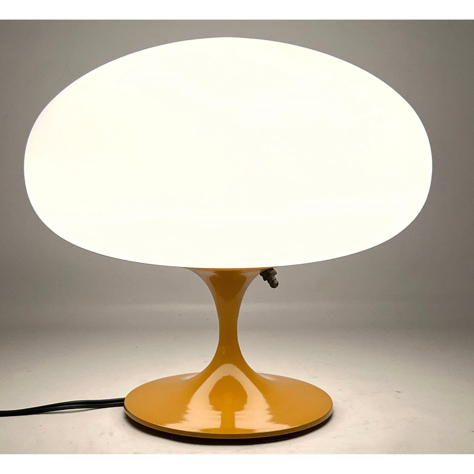 DESIGNLINE Mustard Enameled Base Glass Mushroom Shade Table Lamp. Paper Label. StemLite. Contemporar (1 of 11)