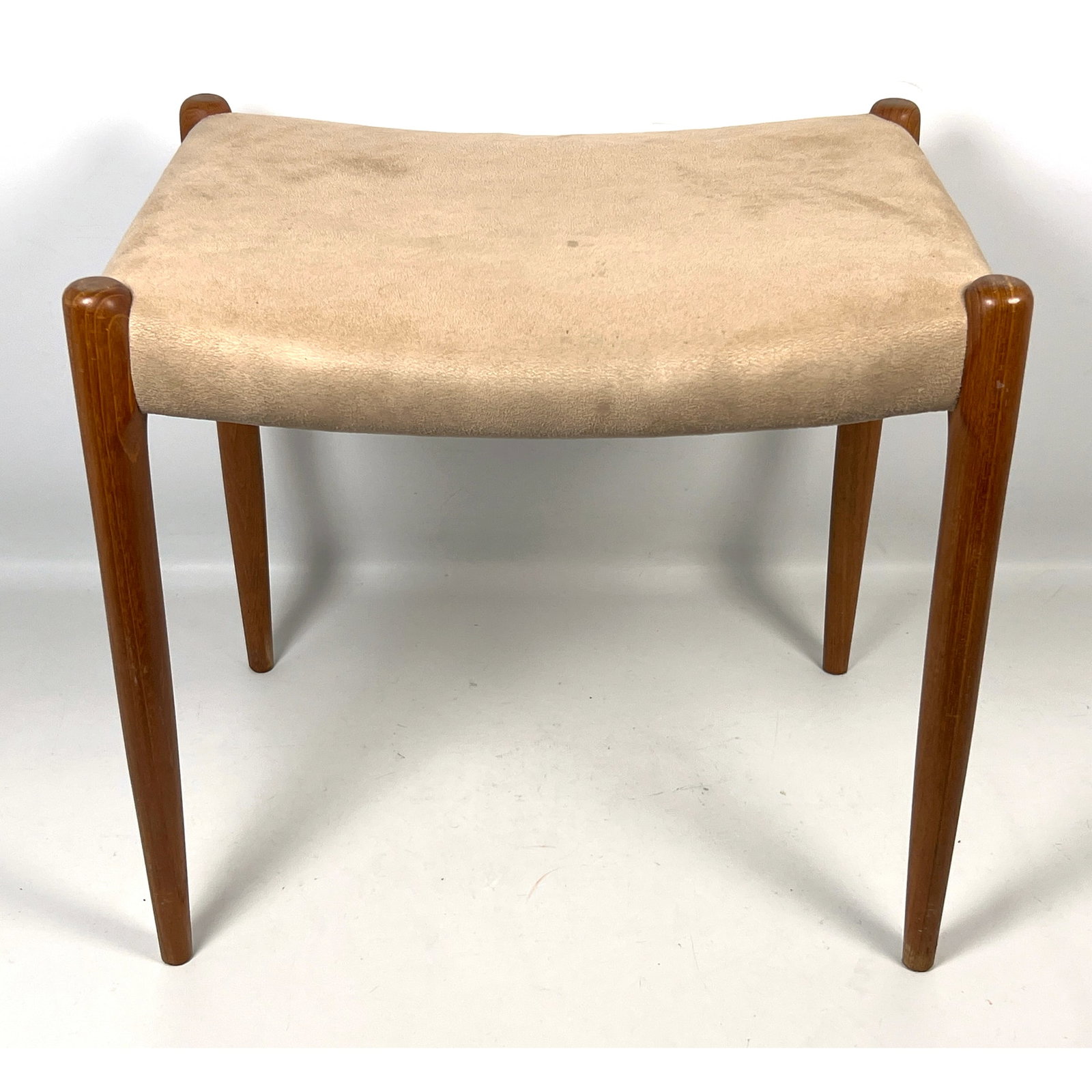 JL Moller Teak and Suede stool ottoman bench. (1 of 11)