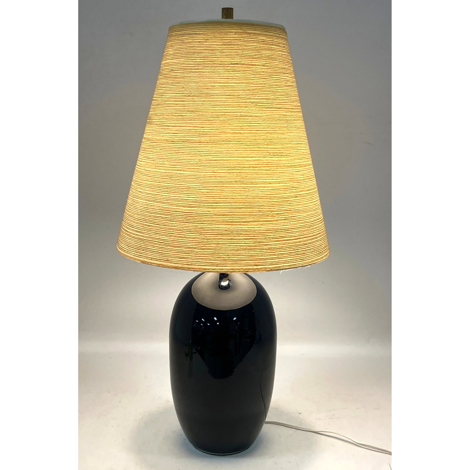 Gunnar and Lotte Bostlund Blue Glaze Lamp with Fiberglass String Lamp. Unmarked. (1 of 11)