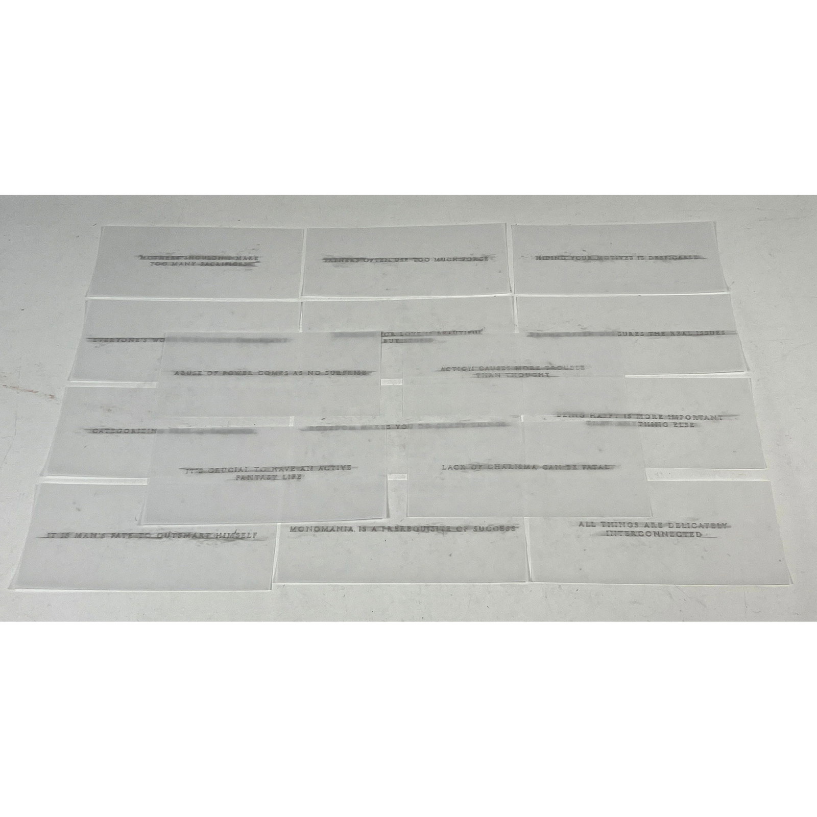 16pc Jenny Holzer Truisms Vellum Prints featuring iconic aphorisms from the 1977 to 1979 series (1 of 11)