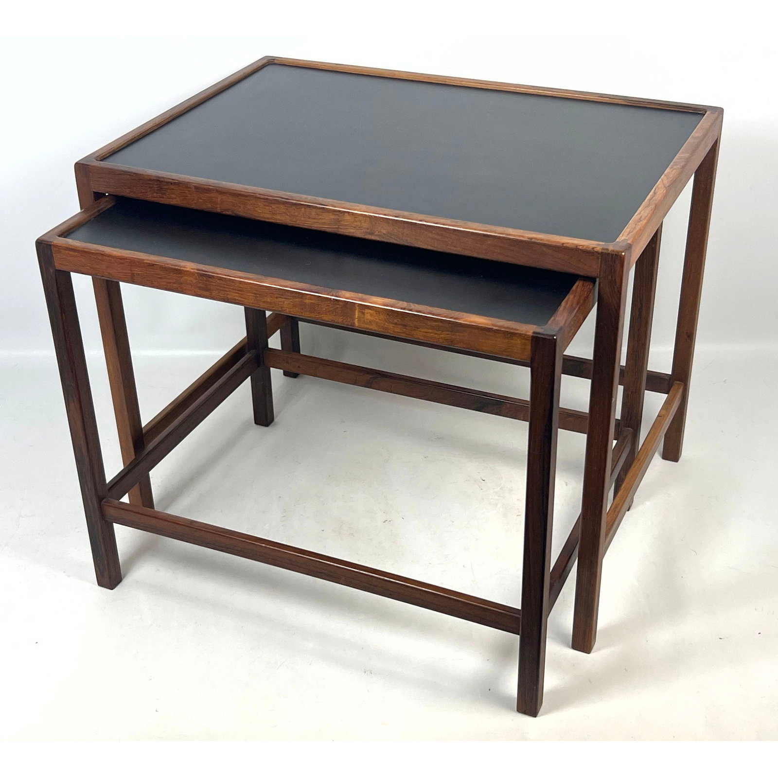 xxx Pair Danish Modern Rosewood and Black Laminate Nesting Tables. Attributed to Kurt Ostervig for J (1 of 16)