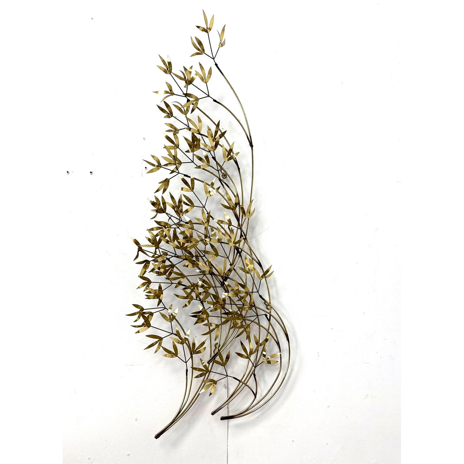 C. Jere Modern Brass Toned Metal Bamboo Wall Sculpture (1 of 9)