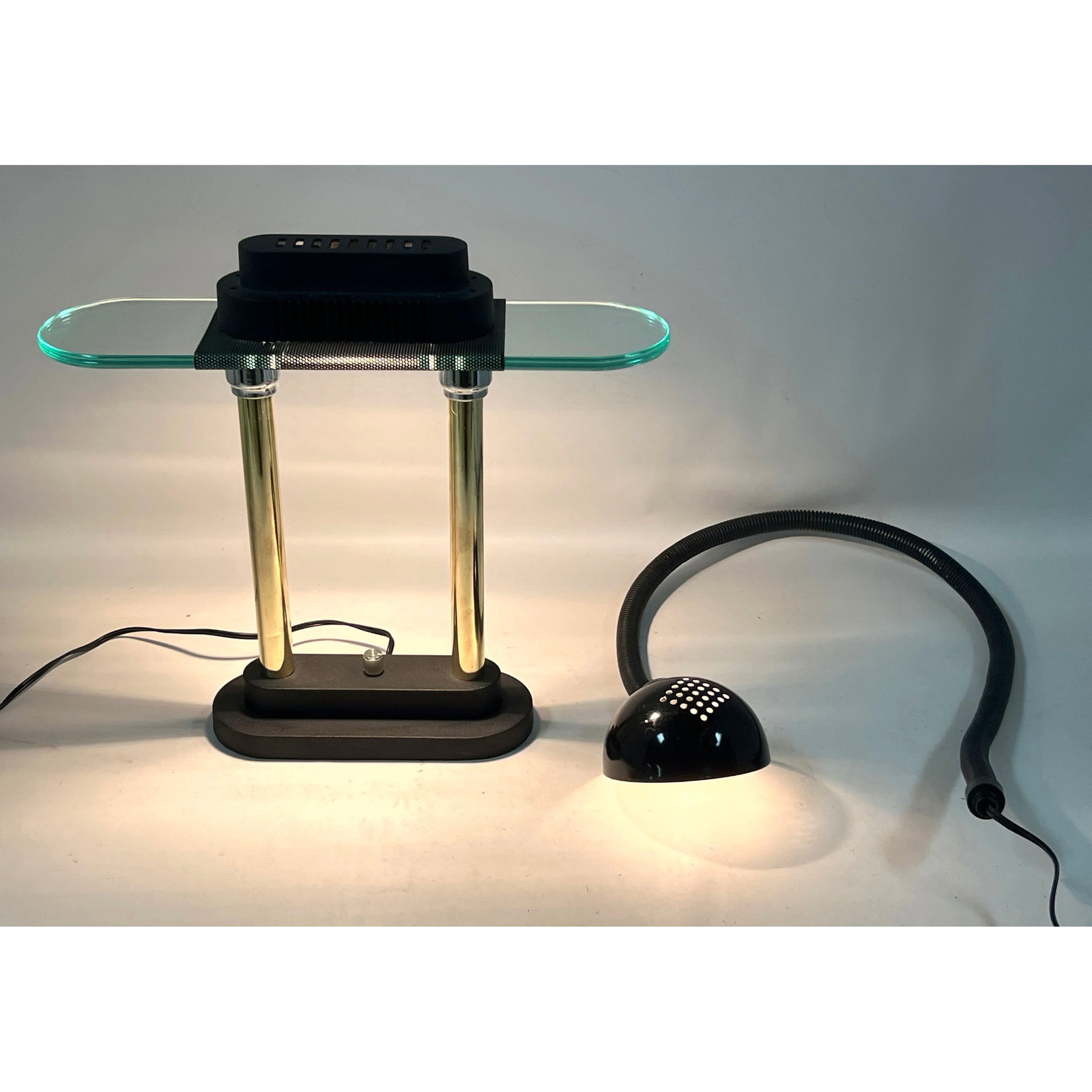 2pc lot - Robert Sonneman for George Kovacs Postmodern Halogen Desk Lamp and Flexible Black Snake Go (1 of 17)