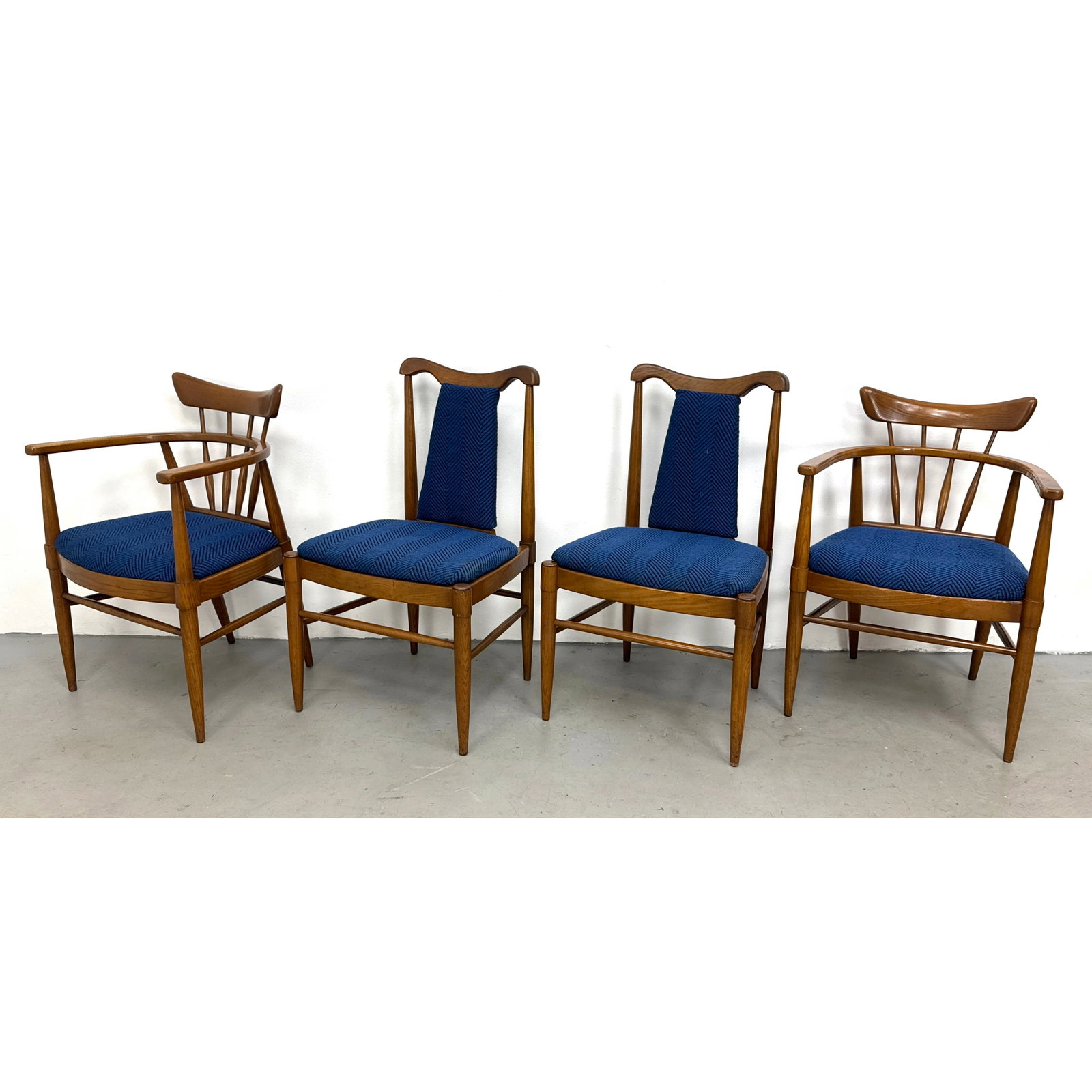 4pcs Mid-Century Modern Dining Chairs Attributed to Keller Furniture Valkerie series including 2 arm (1 of 8)