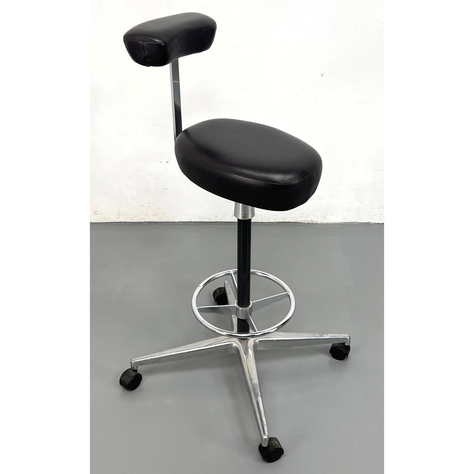George Nelson Herman Miller "Perch" Leather Draftsman Stool Chair.: George Nelson Herman Miller "Perch" Leather Draftsman Stool Chair. Dimensions: Height: 40 inches, Width: 20 inches, Depth: 20 inches. ---