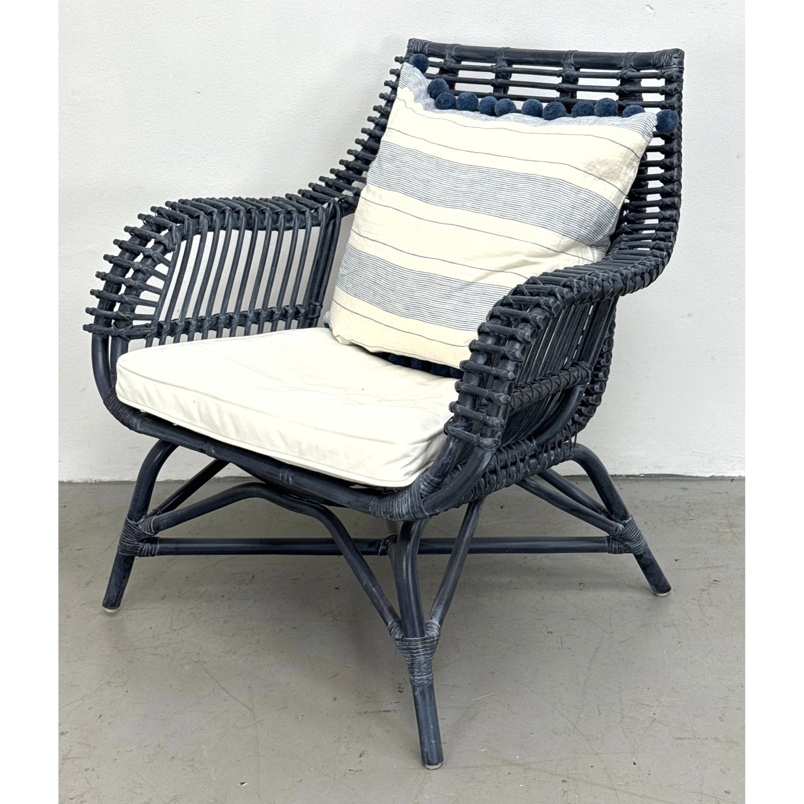 Serena and Lily Dark Gray Rattan Lounge Chair. (1 of 15)