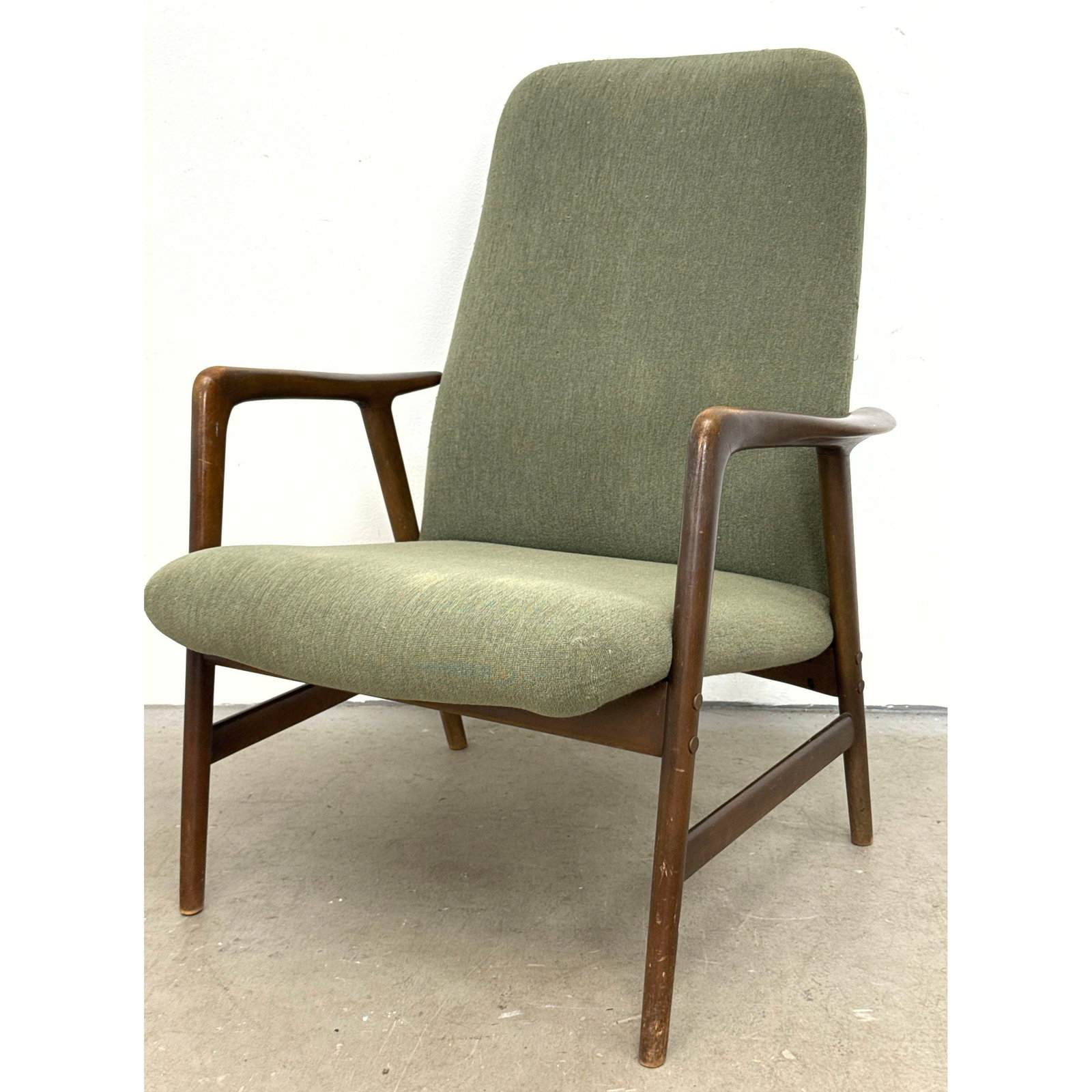 Alf Svensson Tall Back Lounge Chair. Sculpted Wood Frame. (1 of 10)