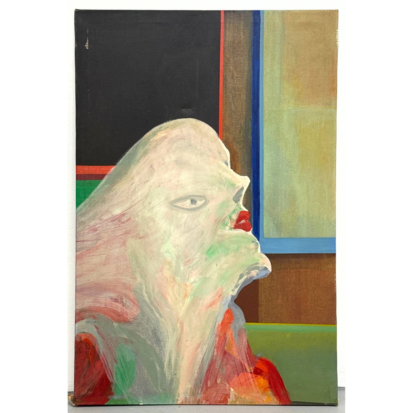 Large Norman Rubington Painting on Canvas. Modernist Expressionist Profile. Signed and Dated 3/69 on (1 of 10)