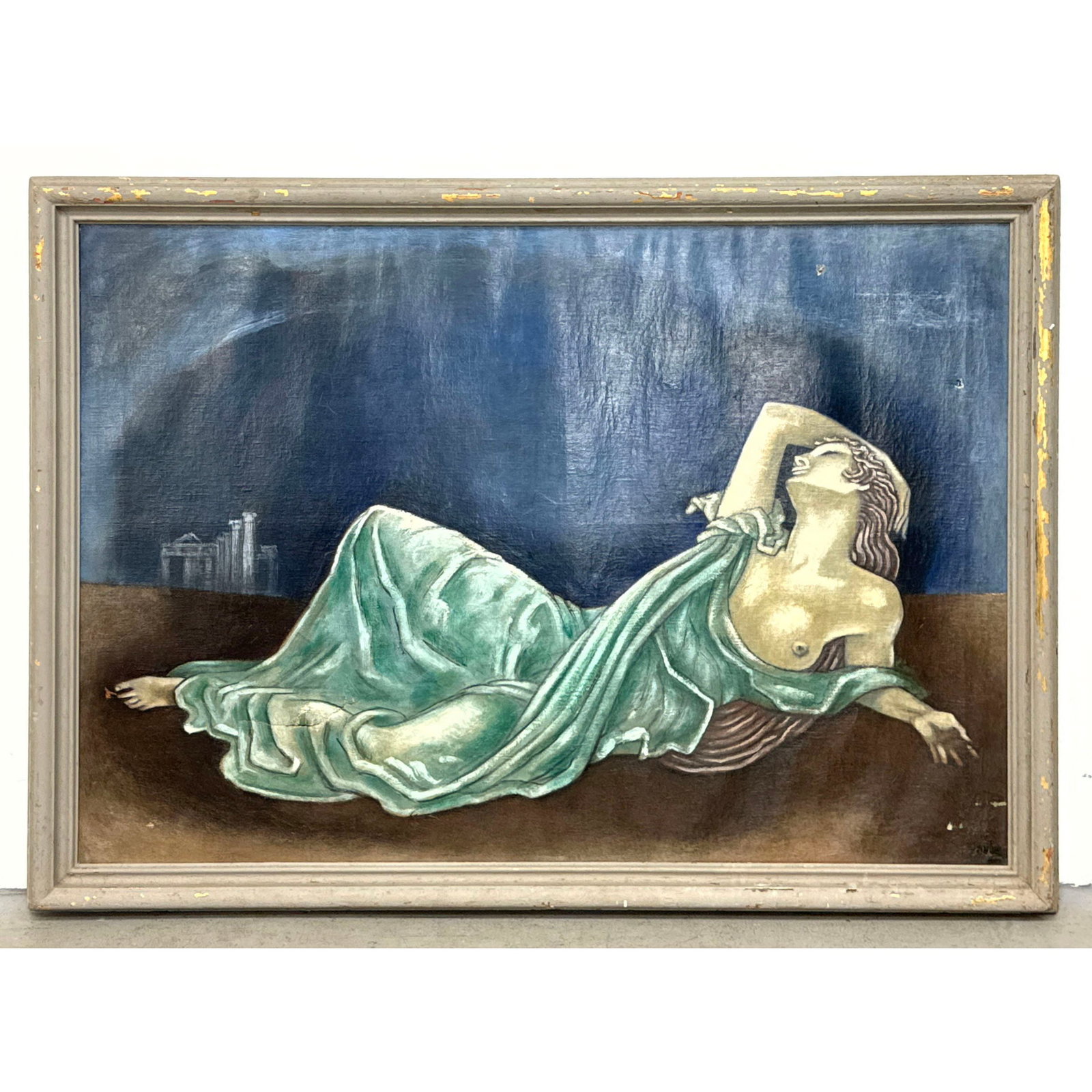 American School Oil on Canvas Titled Homage to Isadora Duncan Dated 1932 Large Scale Modernist Work: American School Oil on Canvas Titled Homage to Isadora Duncan Dated 1932 Large Scale Modernist Work Dimensions: Height: 48.5 inches, Width: 63.5 inches, Depth: 3 inches. ---