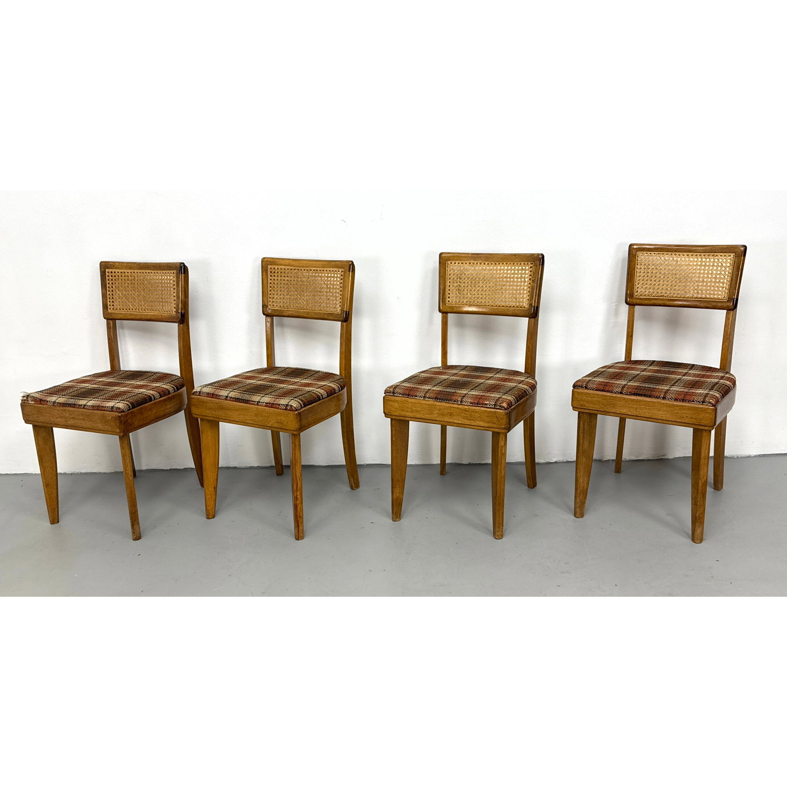 Set of 4 Heywood-Wakefield Wheat Finish Cane-Back Dining Chairs. Model C 3535 A, signed. (1 of 14)