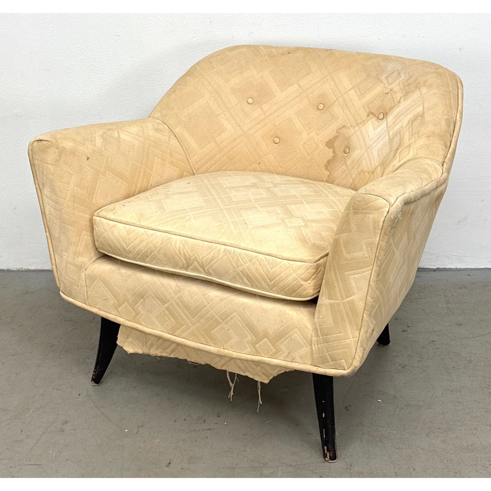 James Mont Mid Century Modern Upholstered Lounge Chair. Saber Legs. Unmarked. (1 of 9)