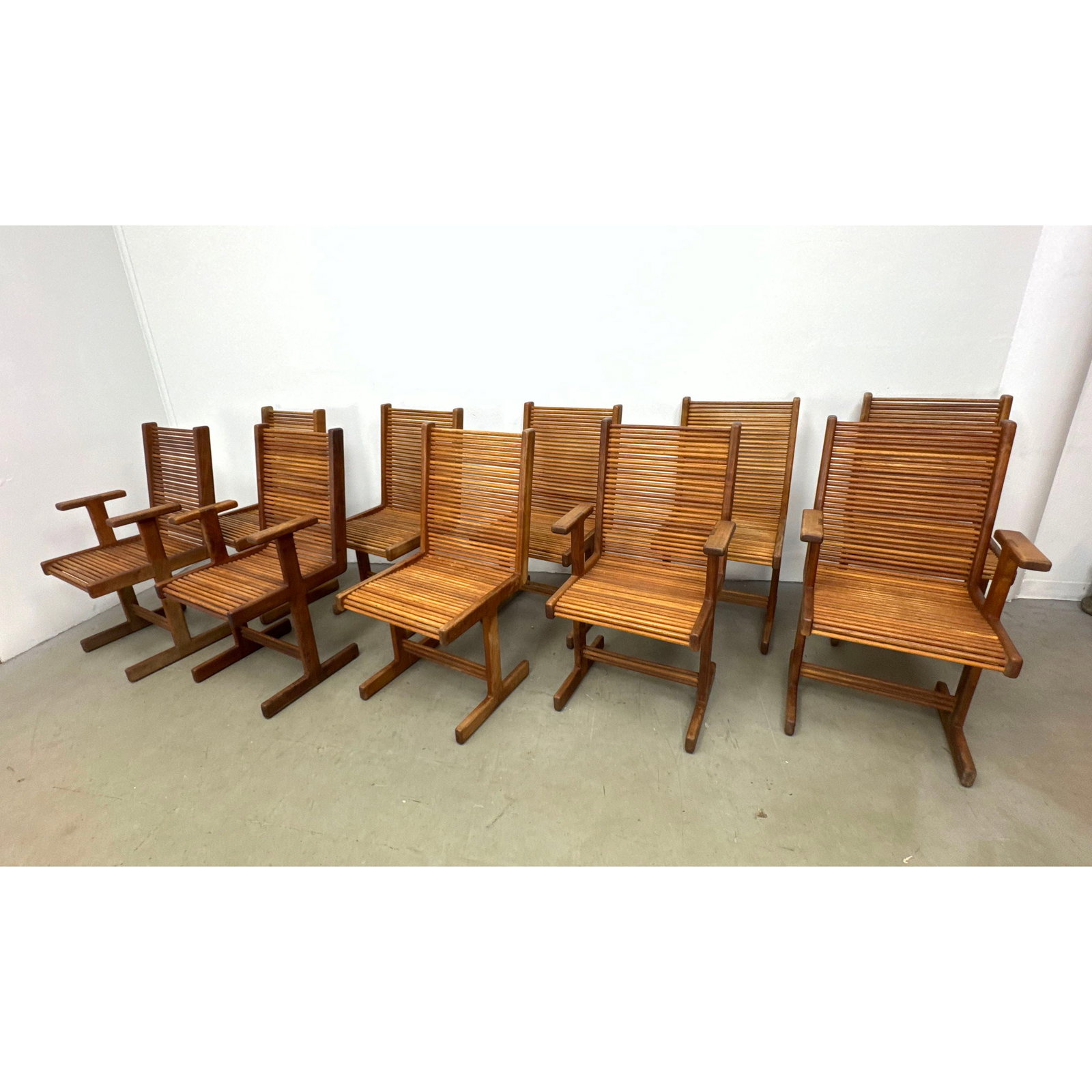 Set 10 Stephen Hynson Dining Chairs. Studio Made Spindle Rod Cantilever Design. 4 Arm and 6 Side. (1 of 14)