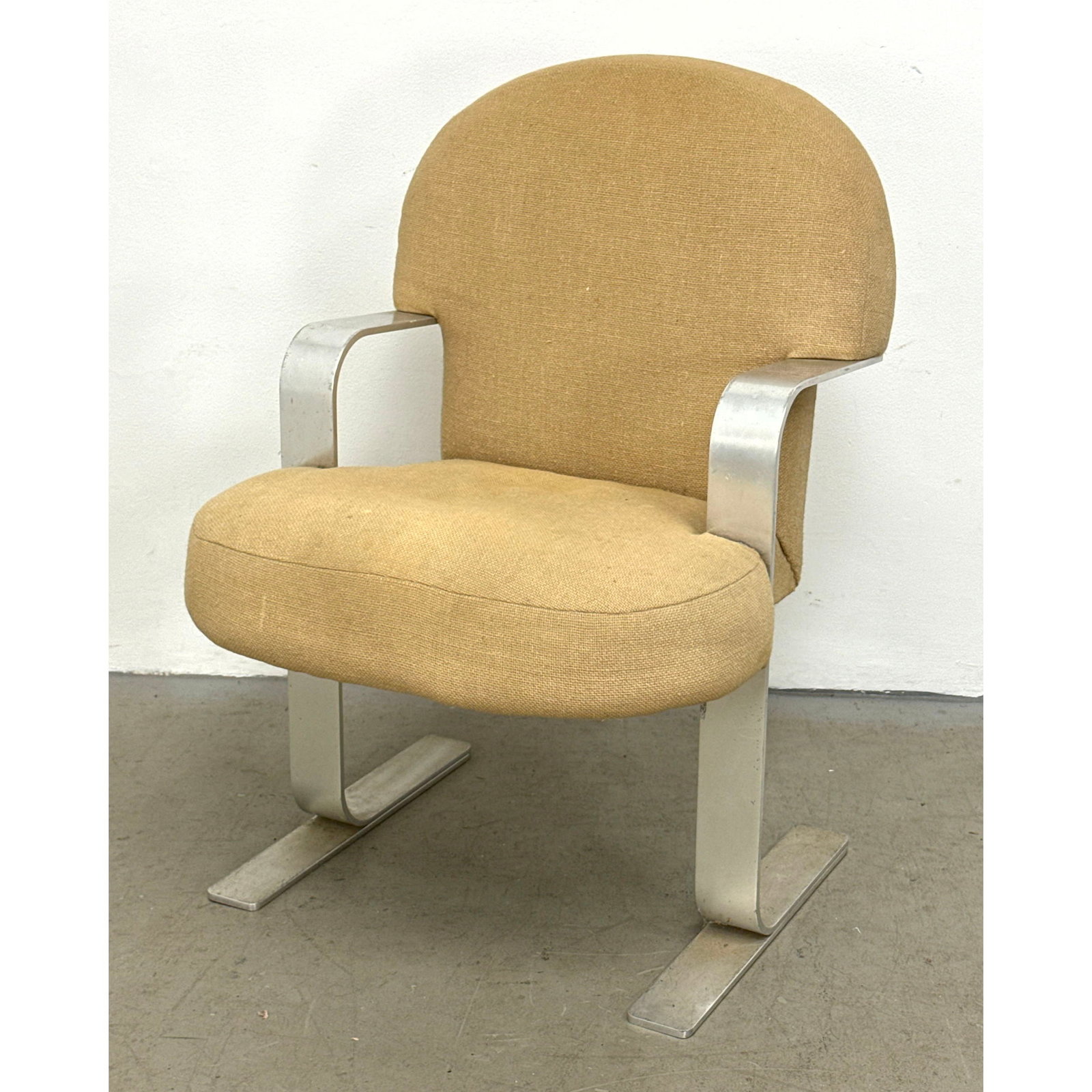Brian Reale Zepplin Chair. Mid-Century Modern Aluminum Flat Bar Cantilever Lounge Chair.: Brian Reale Zepplin Chair. Mid-Century Modern Aluminum Flat Bar Cantilever Lounge Chair. Dimensions: Height: 37.5 inches, Width: 25 inches, Depth: 27 inches. - Seat Height: 20 inches ---