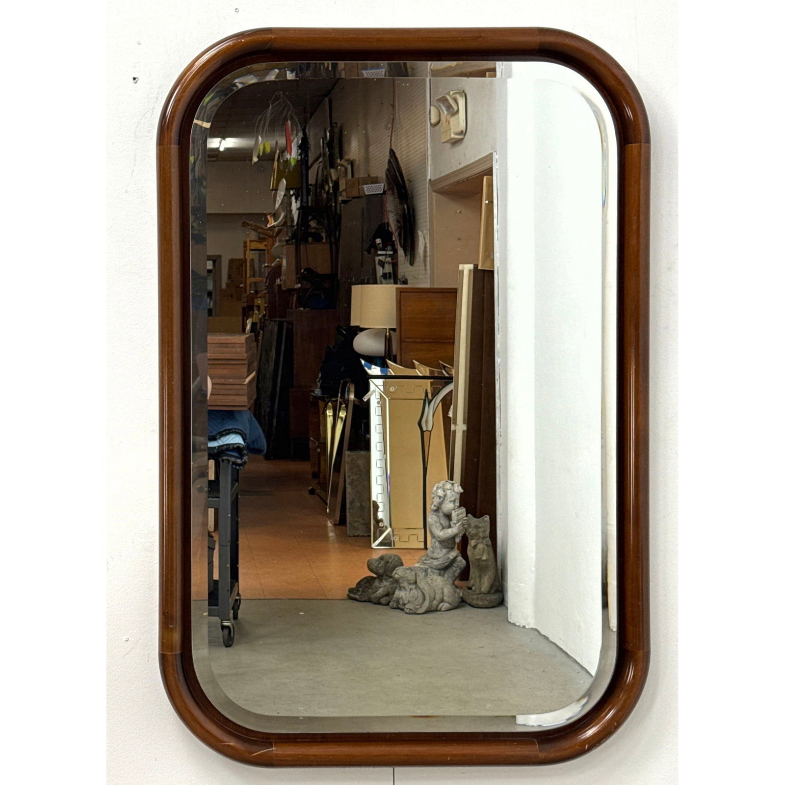 John Stuart Walnut Mid century Modern Wall Mirror.: John Stuart Walnut Mid century Modern Wall Mirror. Dimensions: Height: 44.5 inches, Width: 29.5 inches, Depth: 2 inches. ---