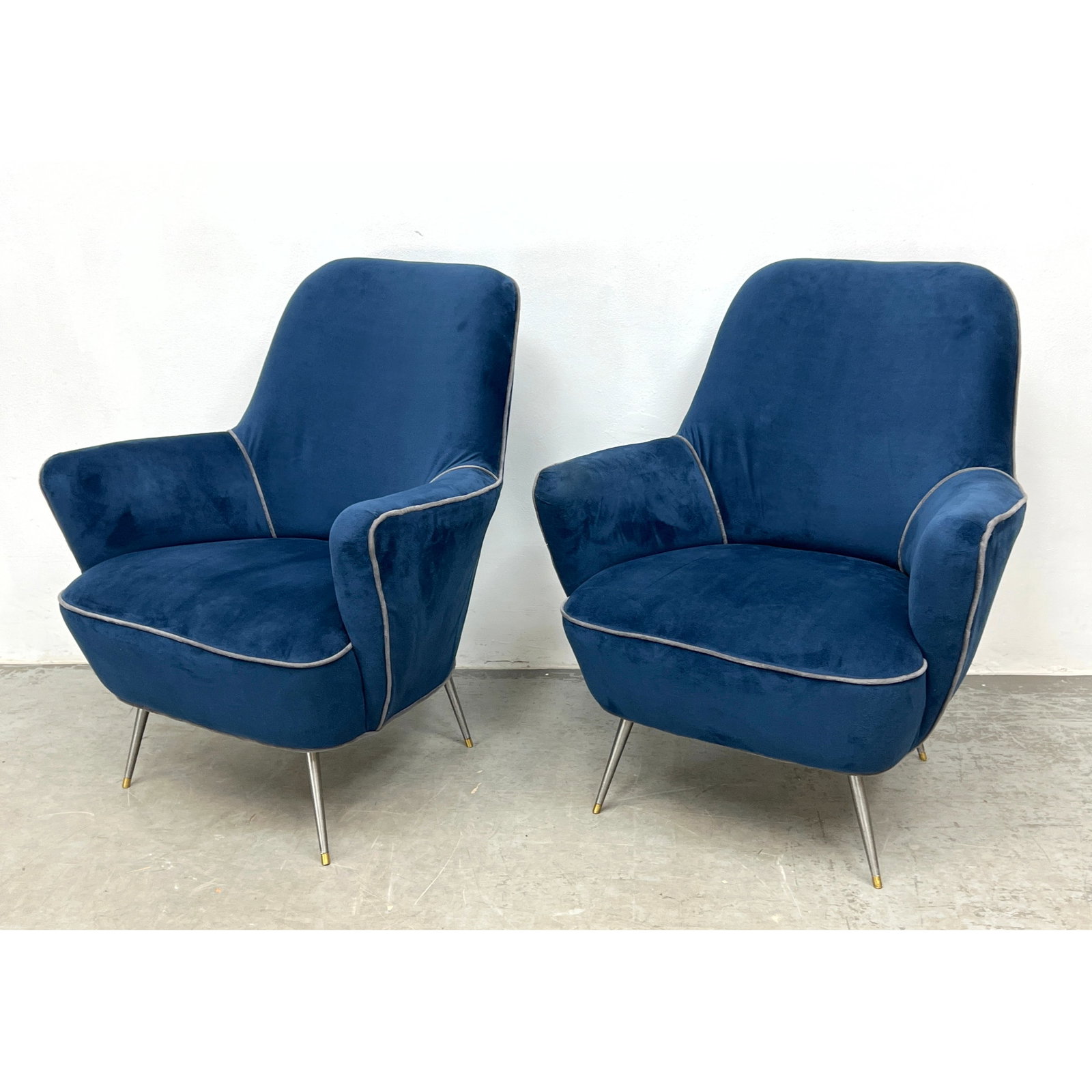 Day 3: Pair Vintage Italian Modern Lounge Chairs. 2 Tone Steel Legs. Heavy construction. ISA Bergamo (1 of 10)