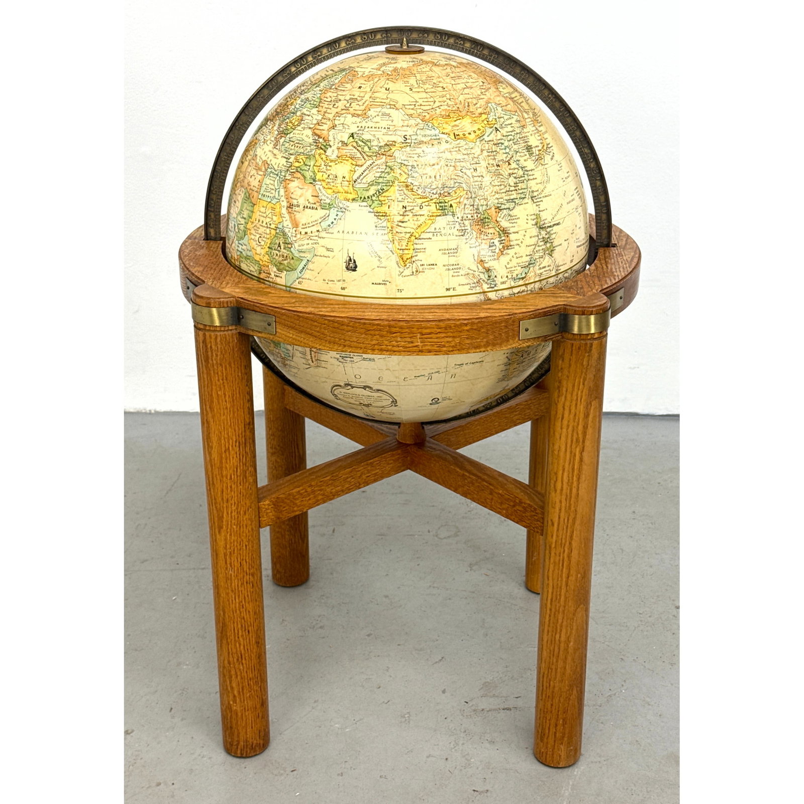 Replogle 16 inch Diameter World Classic Series Floor Globe on Oak Cradle Stand with Brass-Toned Hard (1 of 7)