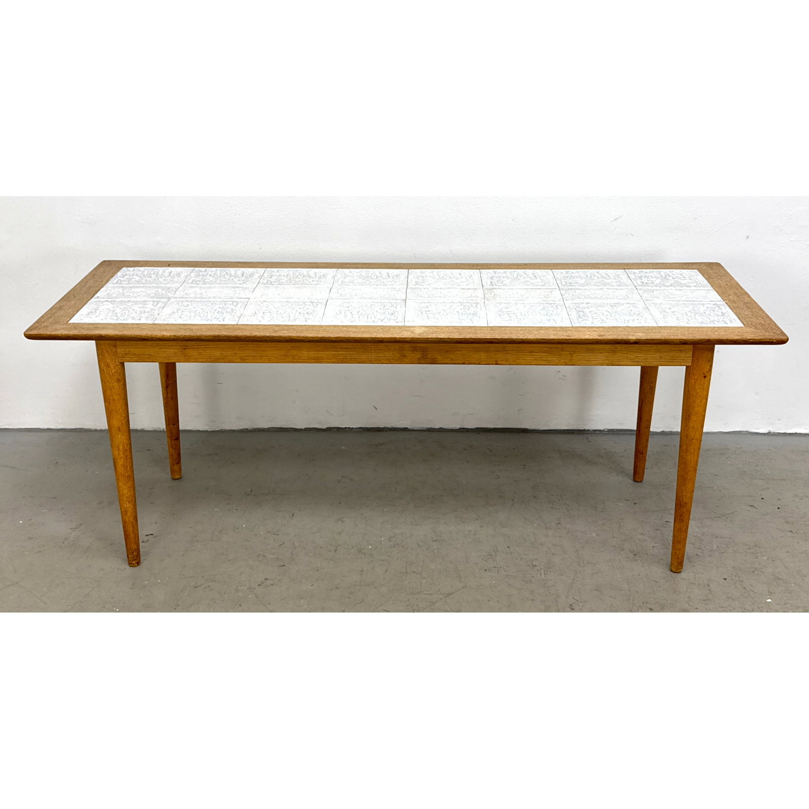 Danish Modern Coffee Table with Royal Copenhagen Style Ceramic Tiled Top. (1 of 12)
