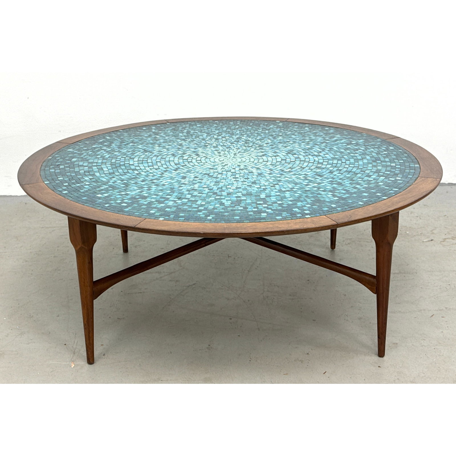 Edward Wormley Style Glass Mosaic Tile Top Coffee Table. Shaded design. (1 of 9)