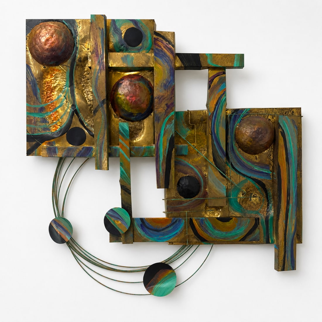 Artist Initialed Large Mixed Metal Wall Sculpture. (1 of 12)